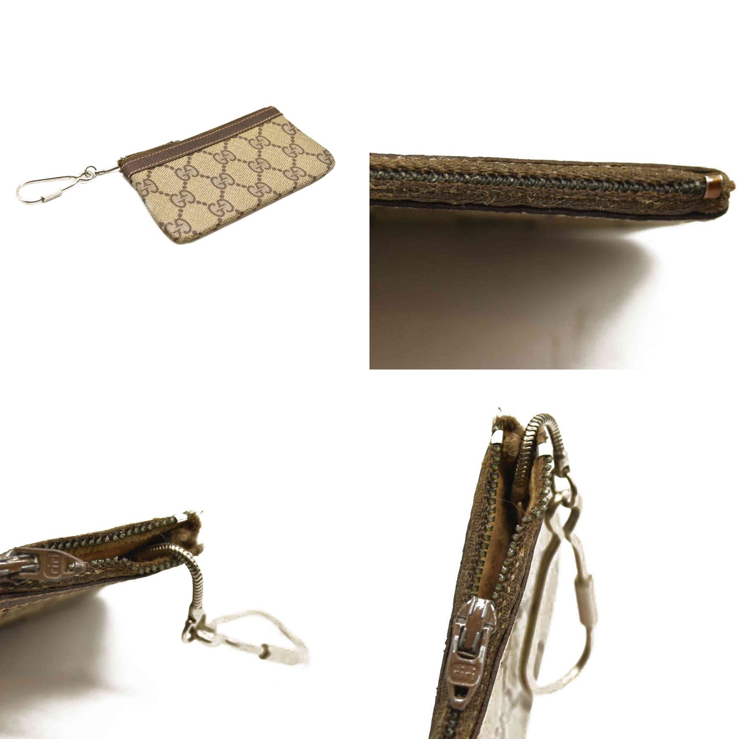 GUCCI GG Logo PVC Leather Coin Purse Wallet Beige