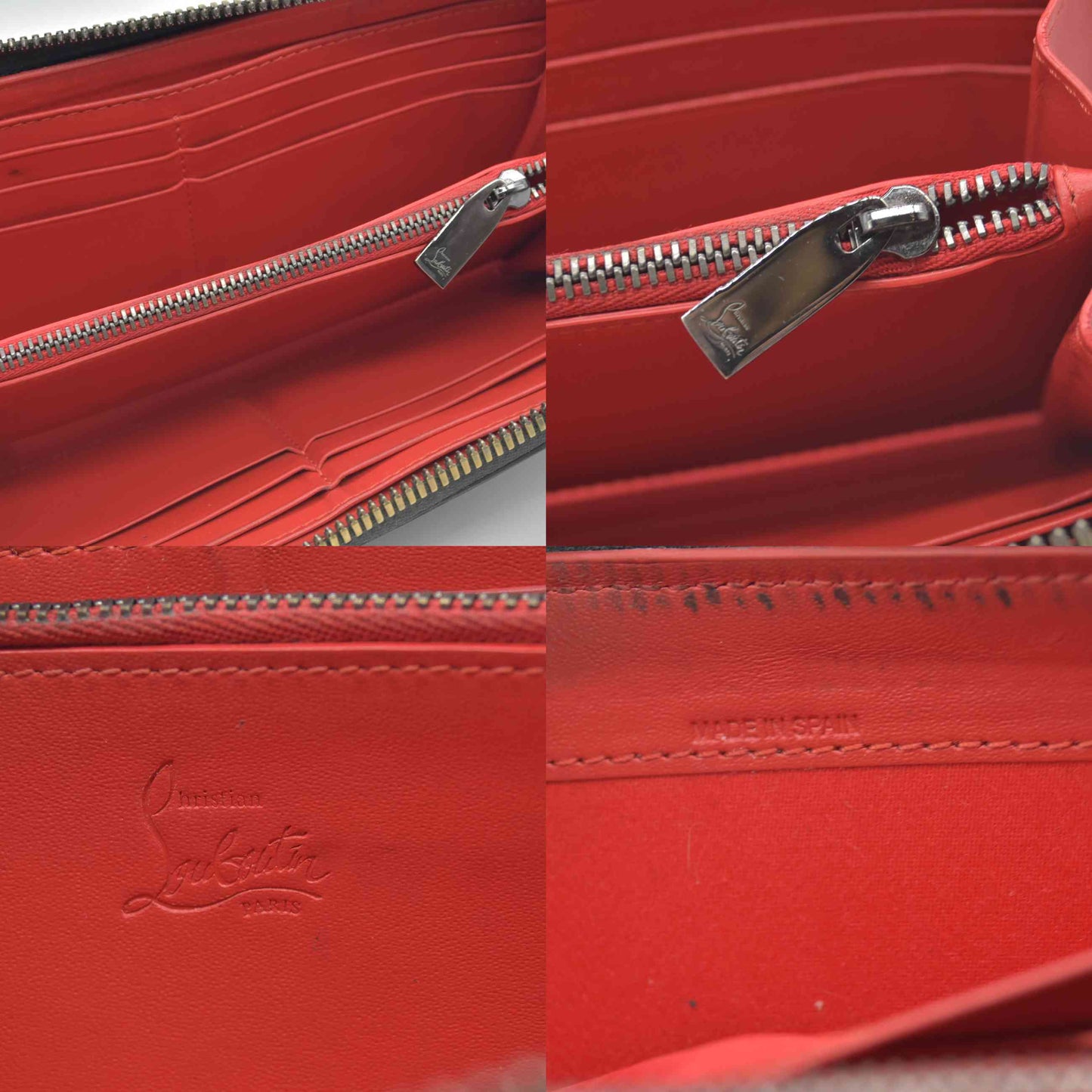 $790 Christian Louboutin Calfskin Panettone Zip Around Wallet Loubi Black