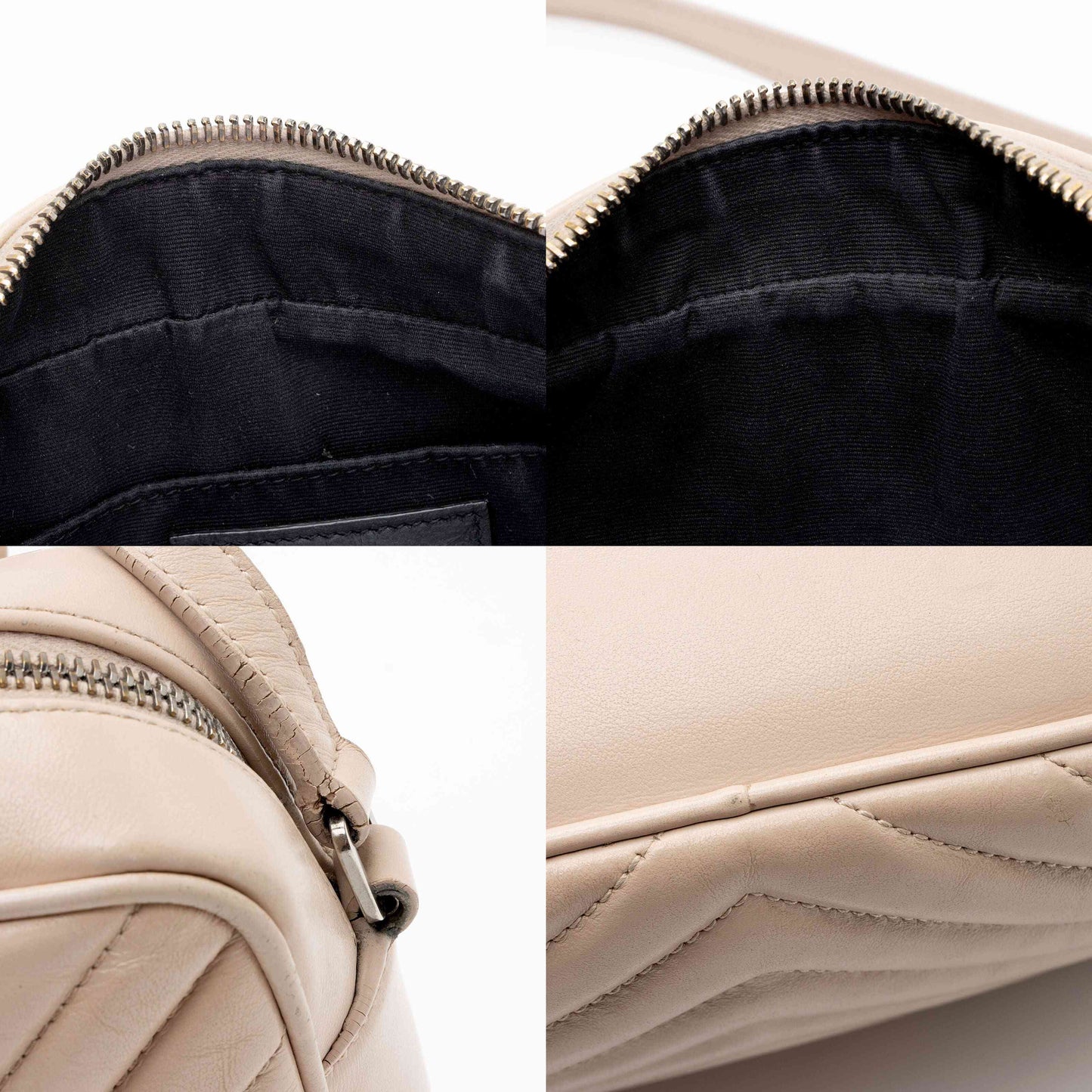 SAINT LAURENT Calfskin Matelasse Monogram Lou Camera Bag Crema Soft