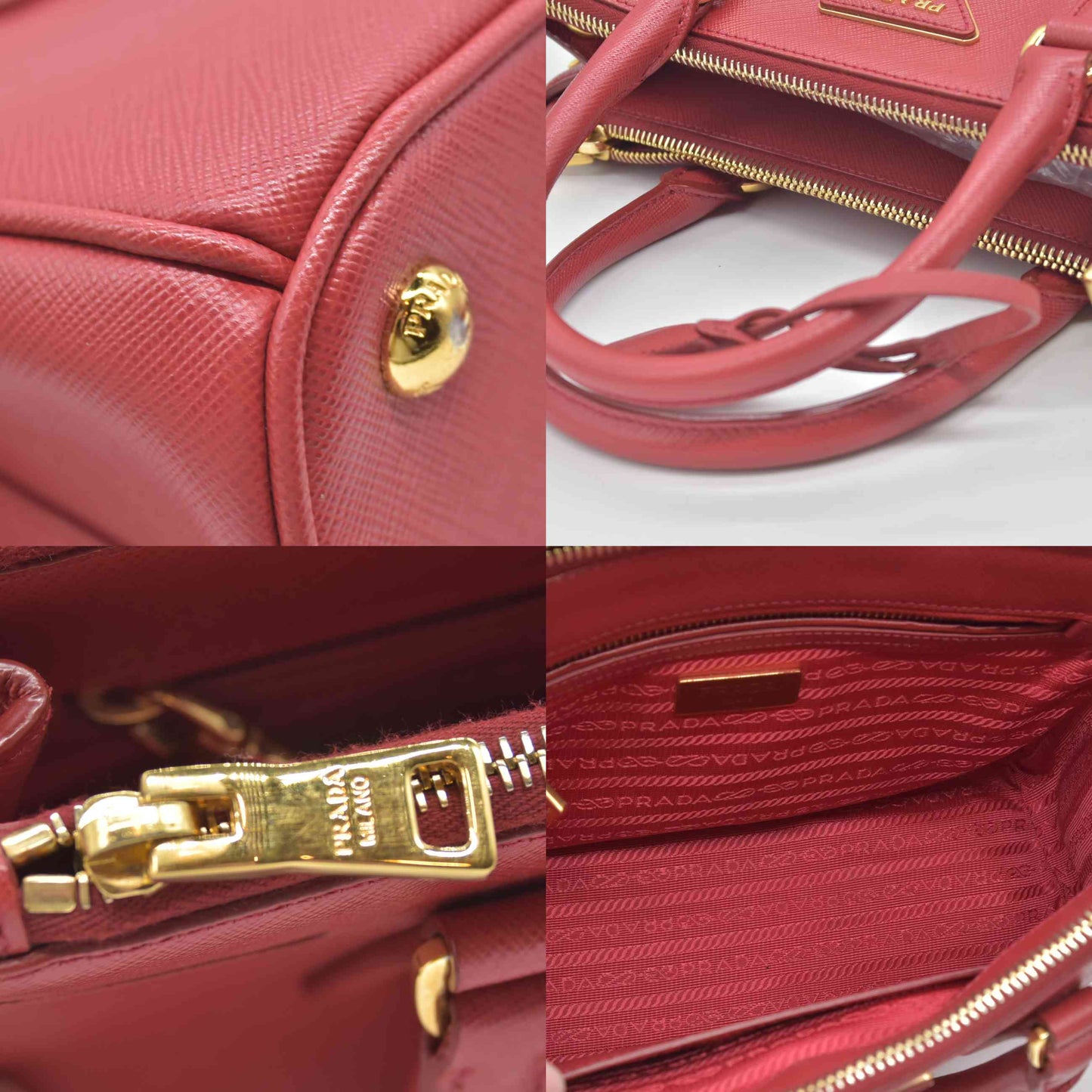 $4700 Prada Saffiano Mini Galleria Double Zip Tote Fuxia