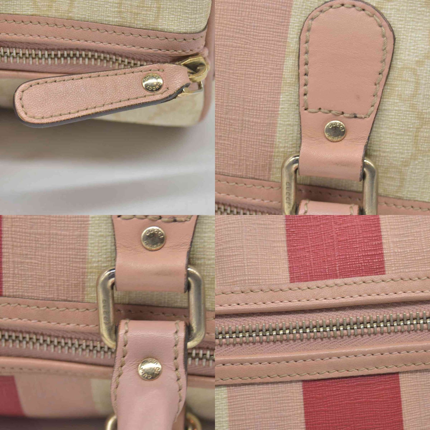 Gucci GG Plus Monogram Web Stripe Medium Joy Boston Pink