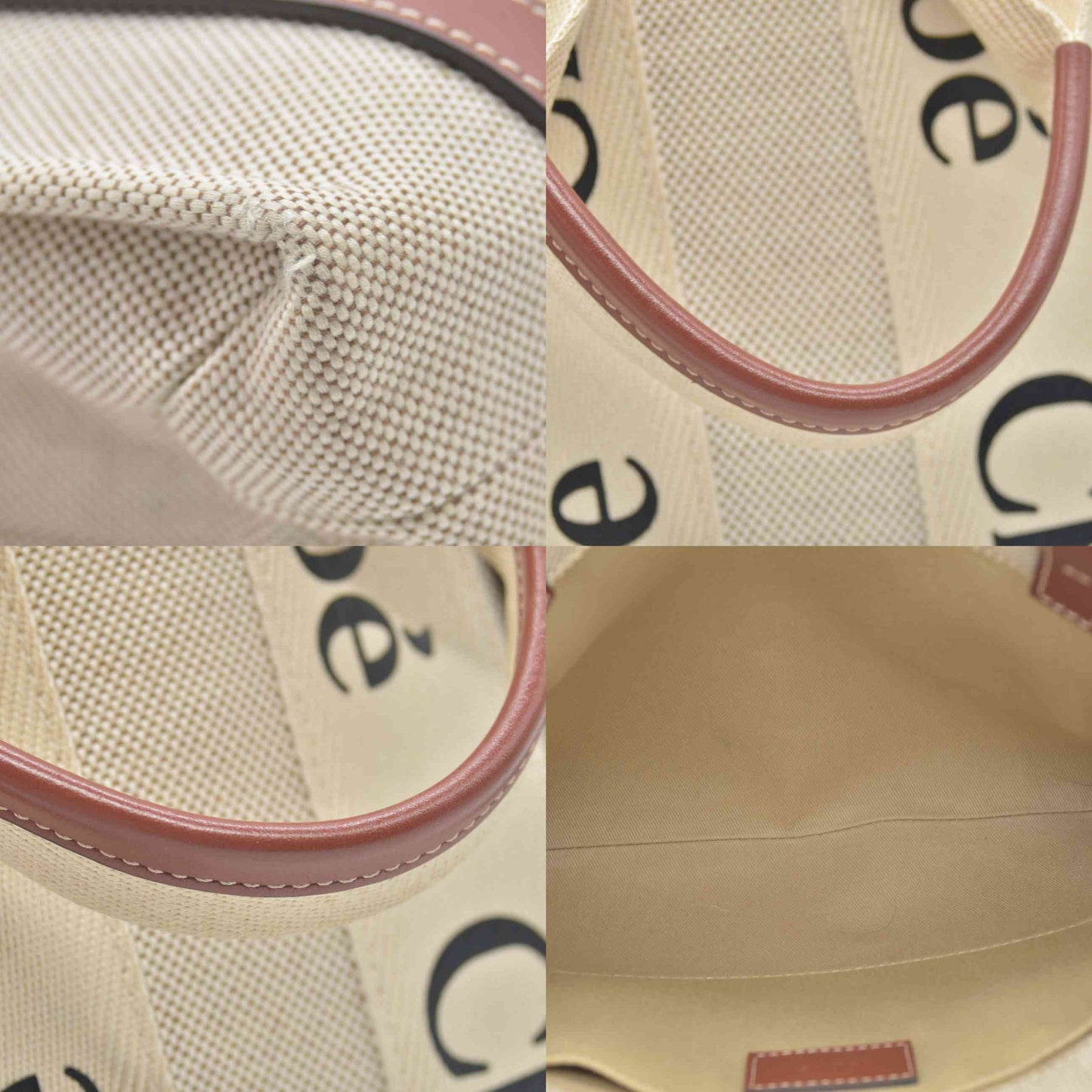 $1250 Chloe Canvas Small Woody Tote Bag Beige