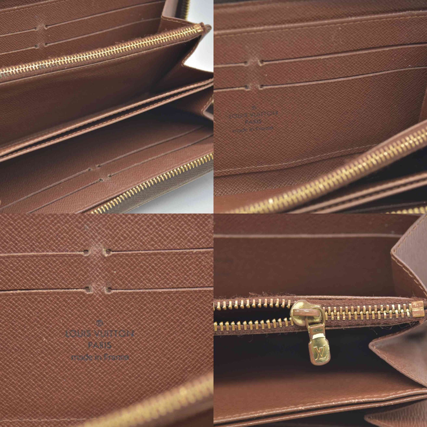$915 Louis Vuitton Monogram Zippy Zip Around Long Wallet Purse Brown SP5017