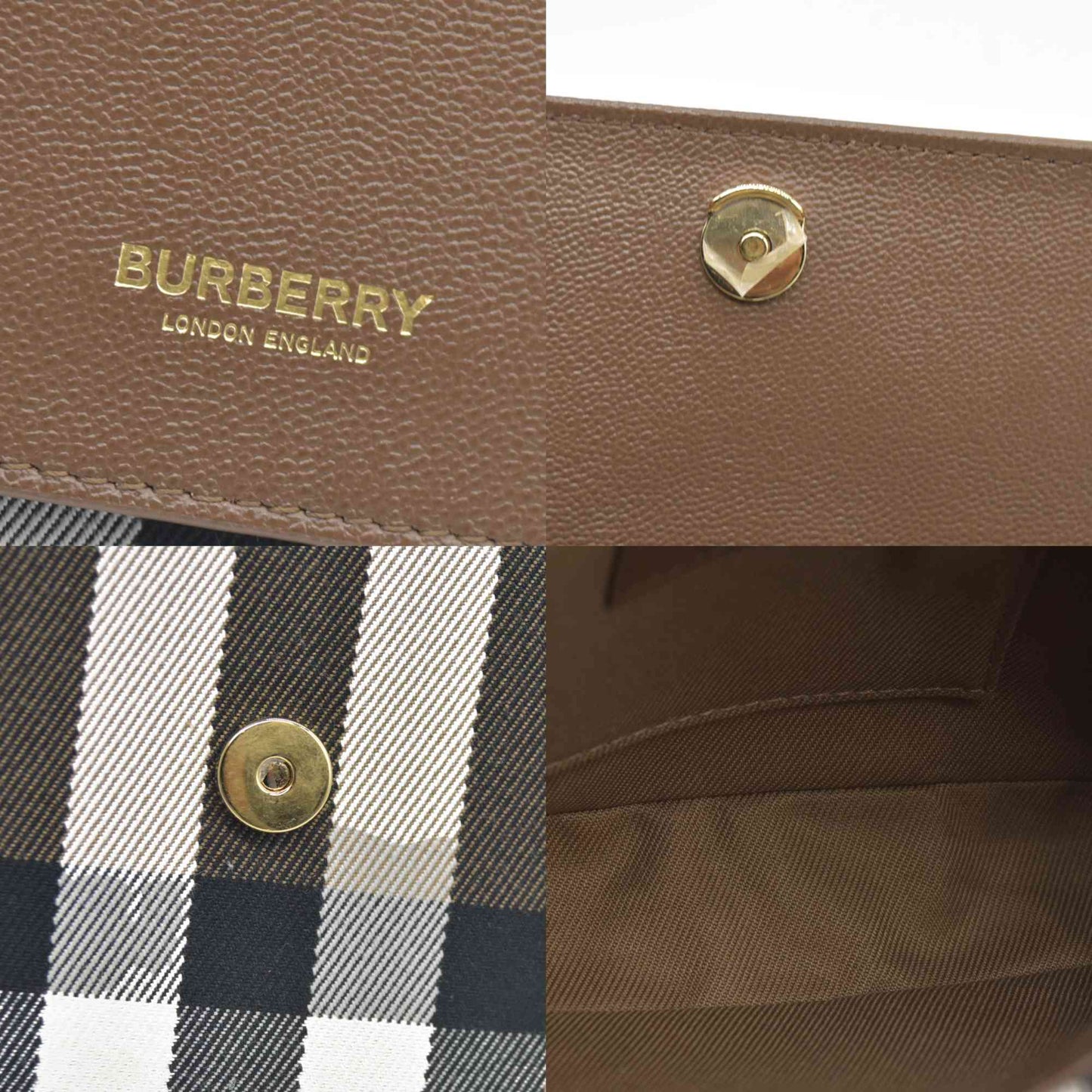 $1150 Burberry Hampshire Small House Check & Leather Crossbody Brown