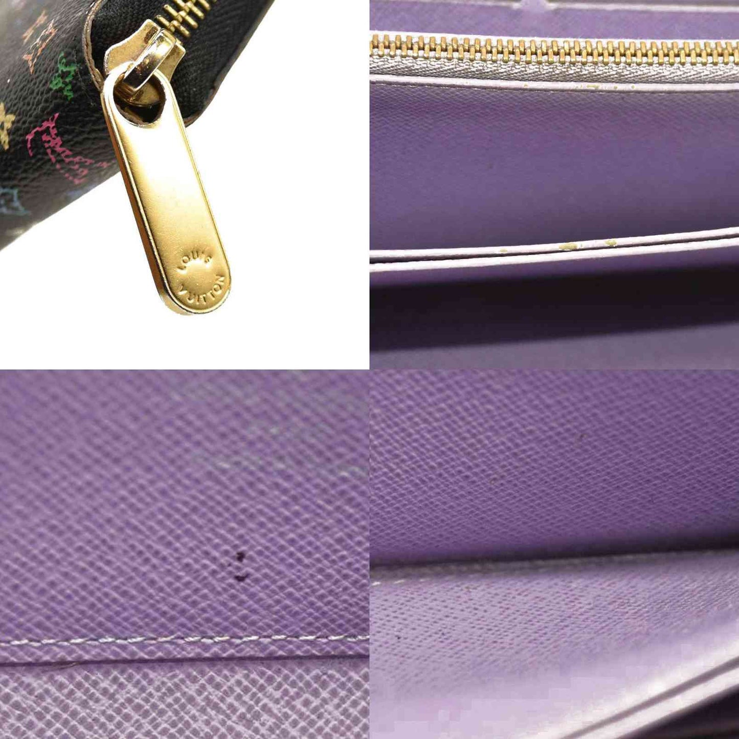 Louis Vuitton  Monogram Murakami Zippy Wallet Black Violet CA1162