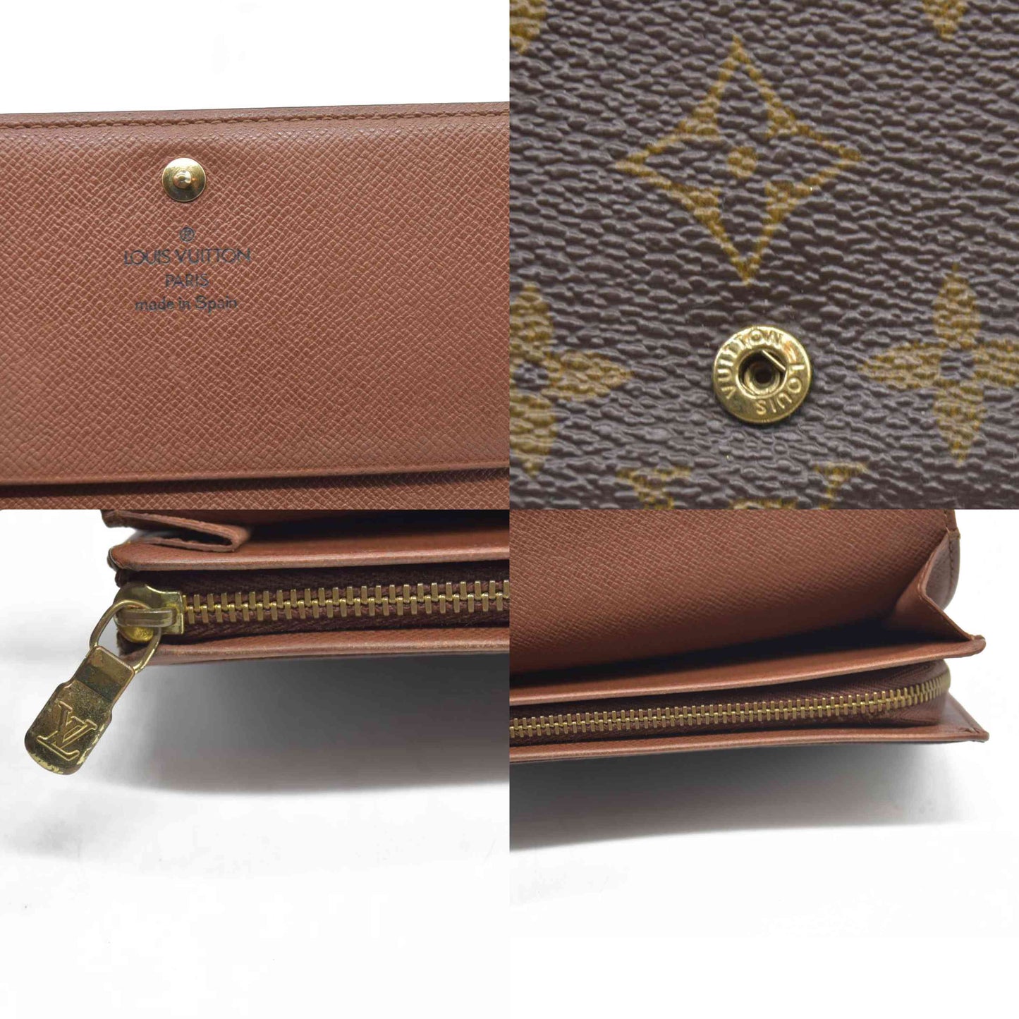 $560 Louis Vuitton Monogram Porte Monnaie Billets Tresor Bifold Wallet CA0959