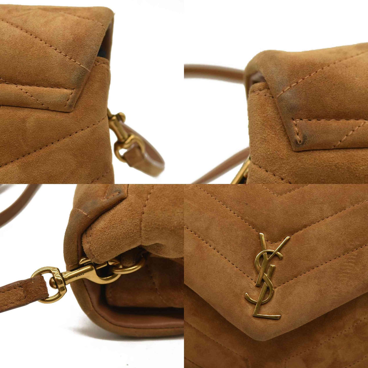 Saint Laurent  Suede Toy Loulou Shoulder Bag Cinnamon