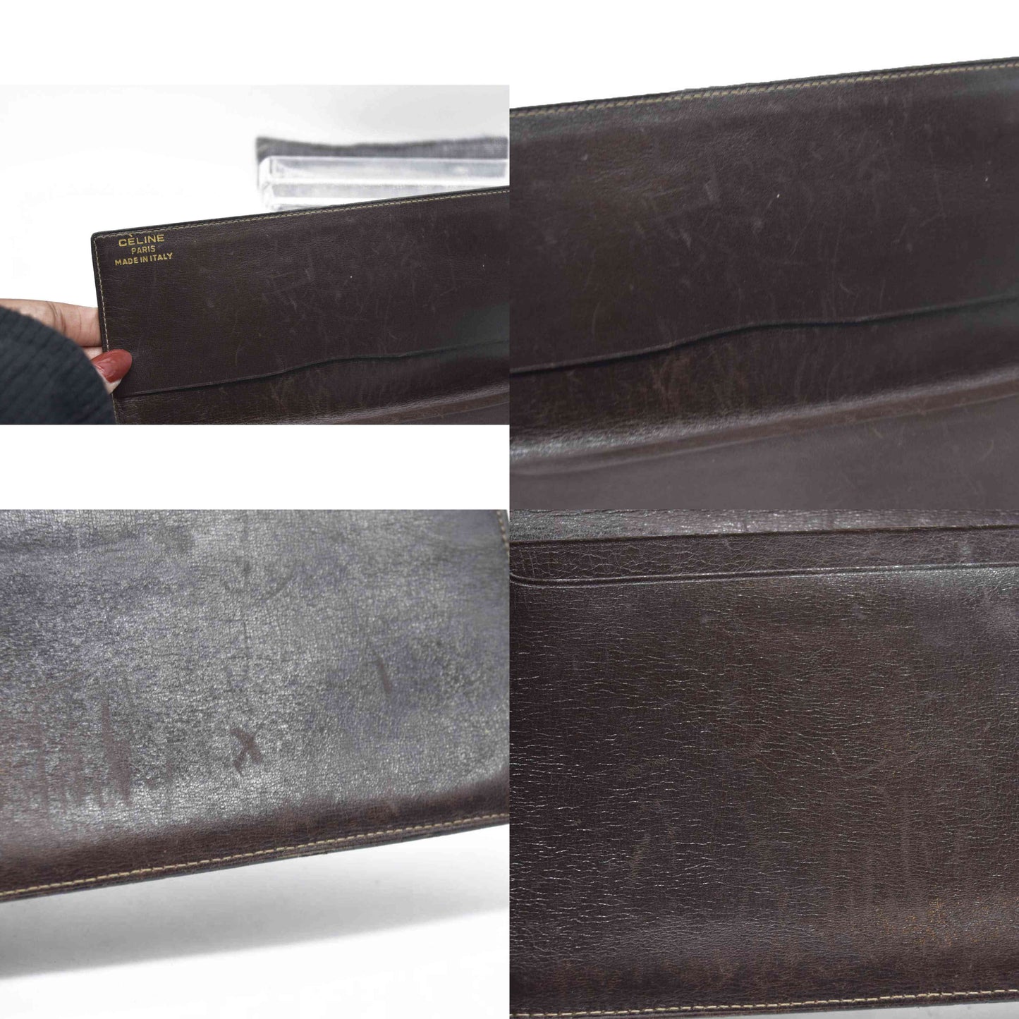 CELINE Wallet Long C Macadam Horse Carriage Leather Canvas Brown