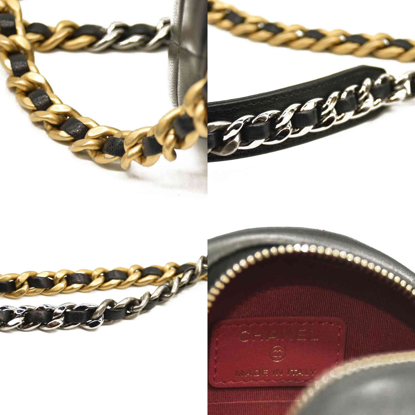 Chanel  Lambskin Quilted Chanel 19 Round Clutch With Chain Black 31*