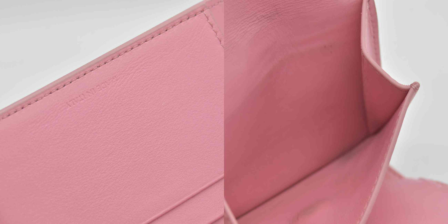 $690 Celine Shiny Calfskin Small Triomphe Wallet Pink