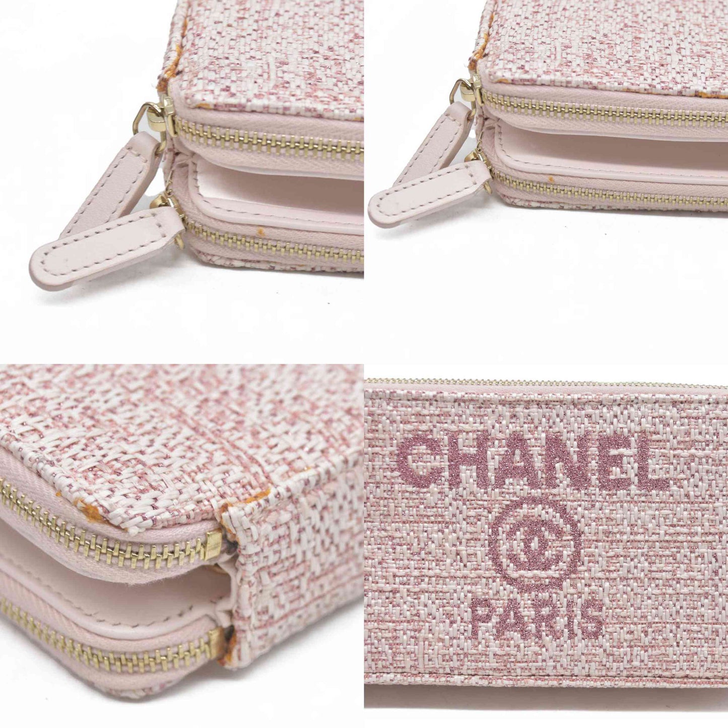 $4500 Chanel  Canvas Small Deauville Clutch With Chain Pink