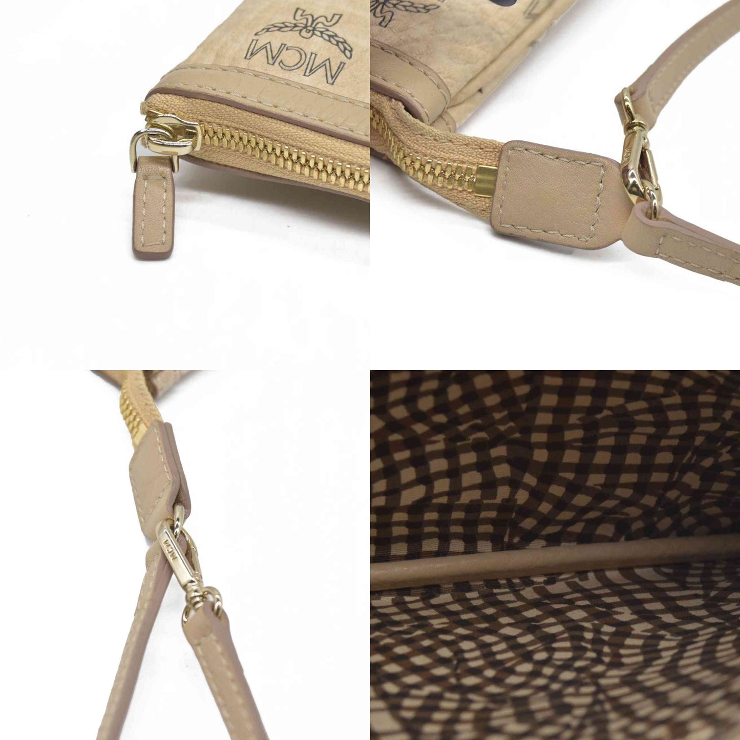 $700 MCM Tote Pouch Beige