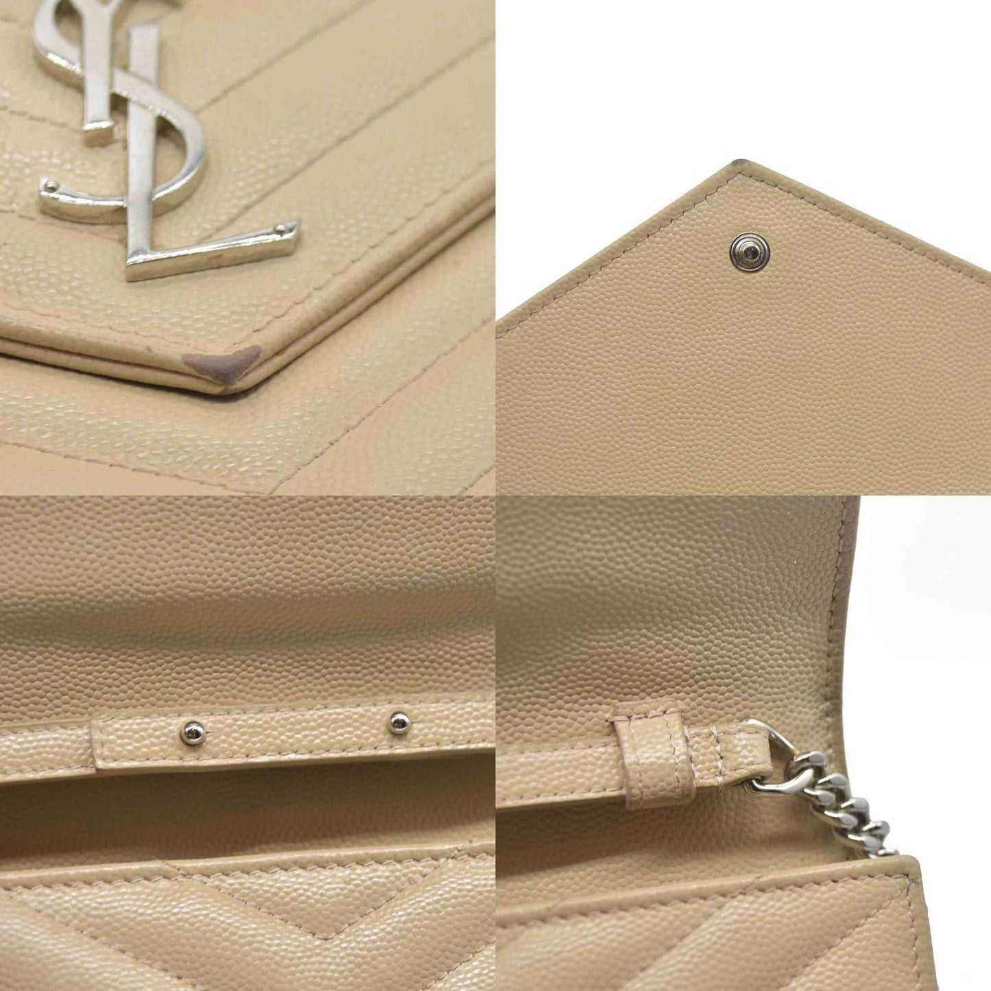 $1590 Saint Laurent Chevron Envelope Small Beige