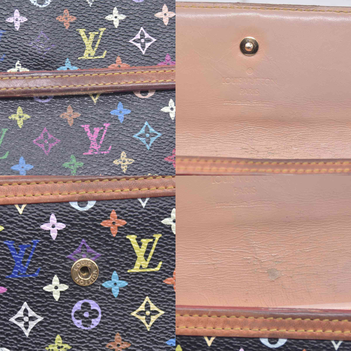 $950 2005 LOUIS VUITTON x Takashi Murakami Monogram Multicolor Porte Tresor International Wallet TH0055 CONSIGNMENT 10021178