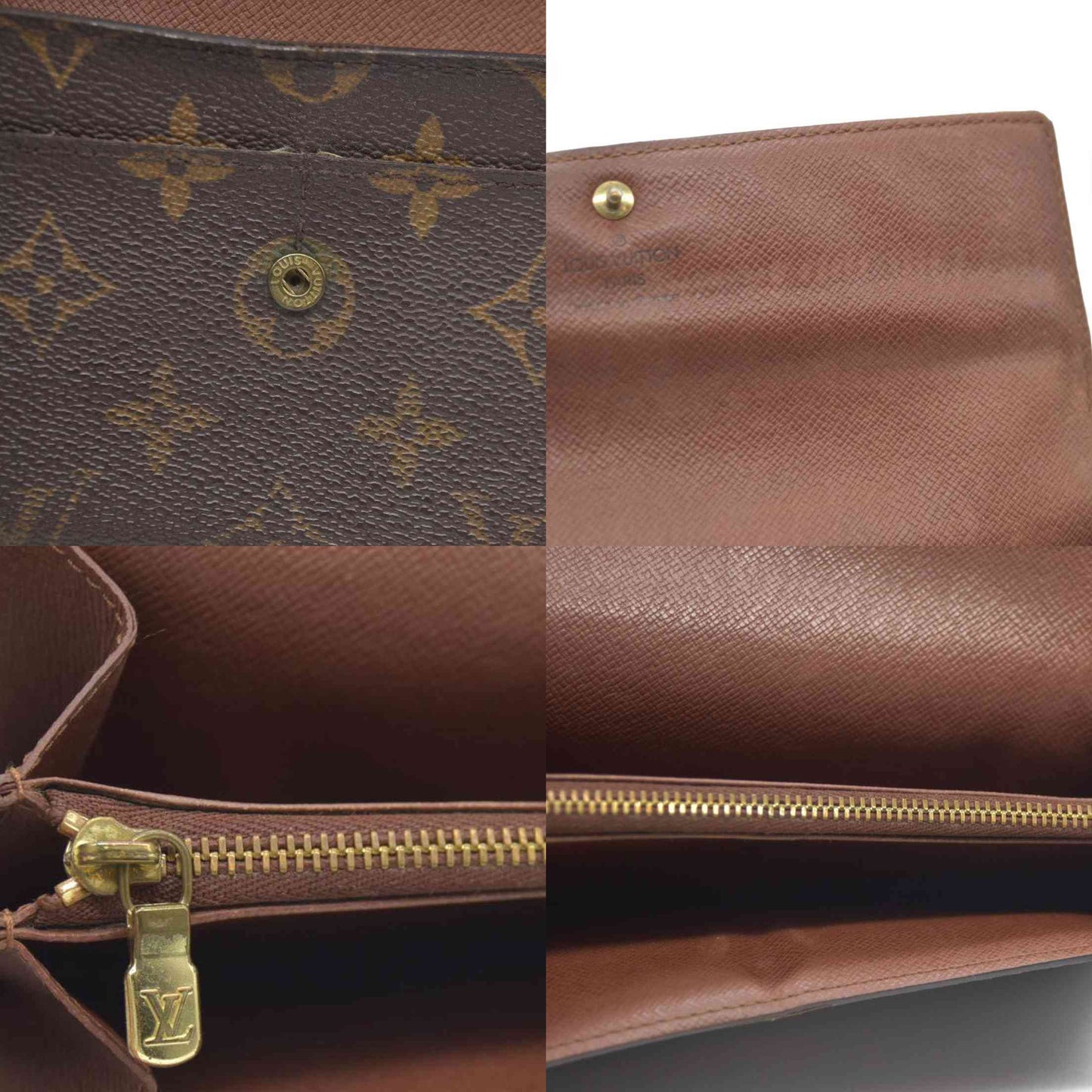 Louis Vuitton Monogram Portefeiulle Sarah Long Bifold Wallet Brown MB0010
