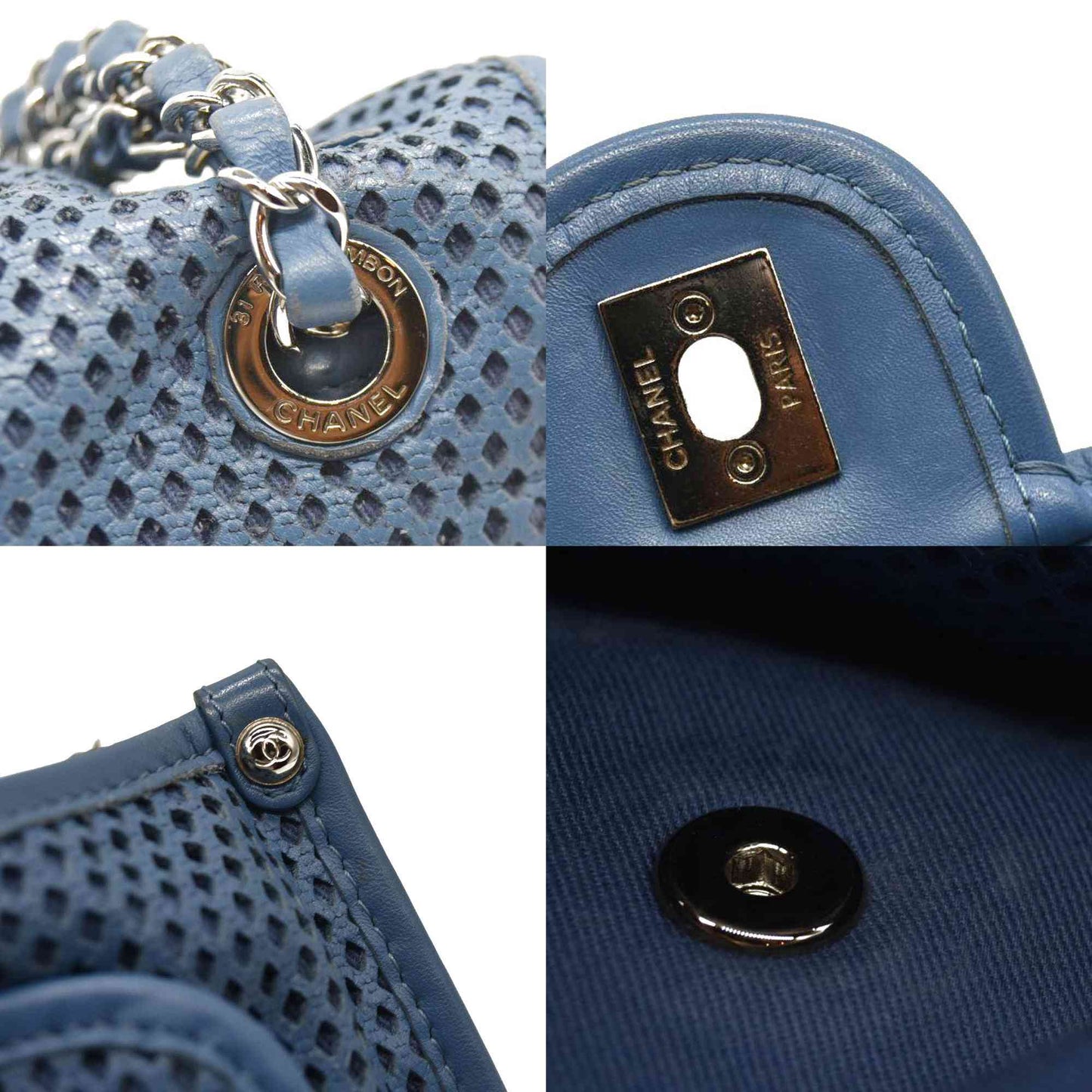 CHANEL Perforated Calfskin Large Up In The Air Flap Blue