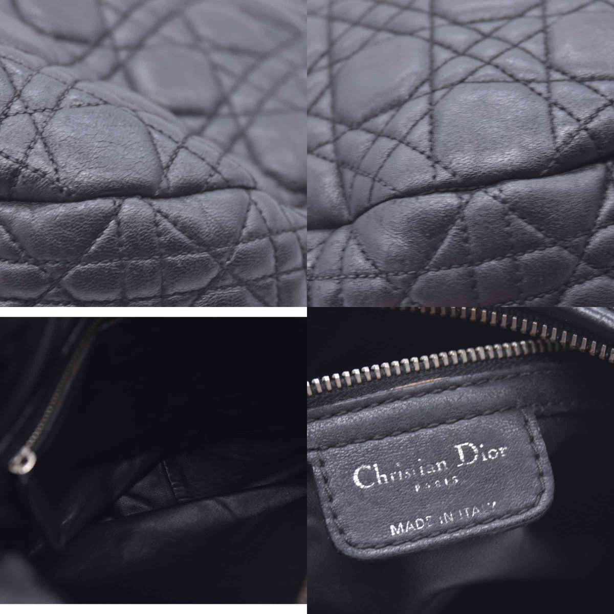 $2400 CHRISTIAN DIOR Black Cannage Quilted Leather Hobo CONSIGNMENT 10021440