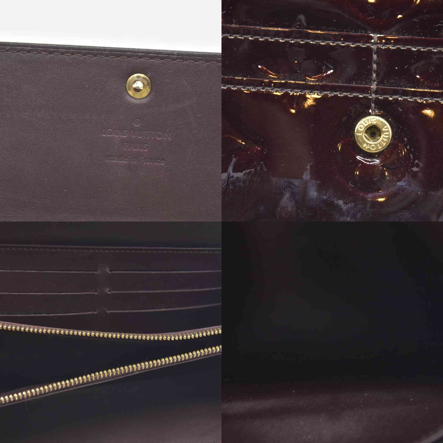 $840 2008 Louis Vuitton Vintage Monogram Vernis Sarah Wallet Burgundy TH0028