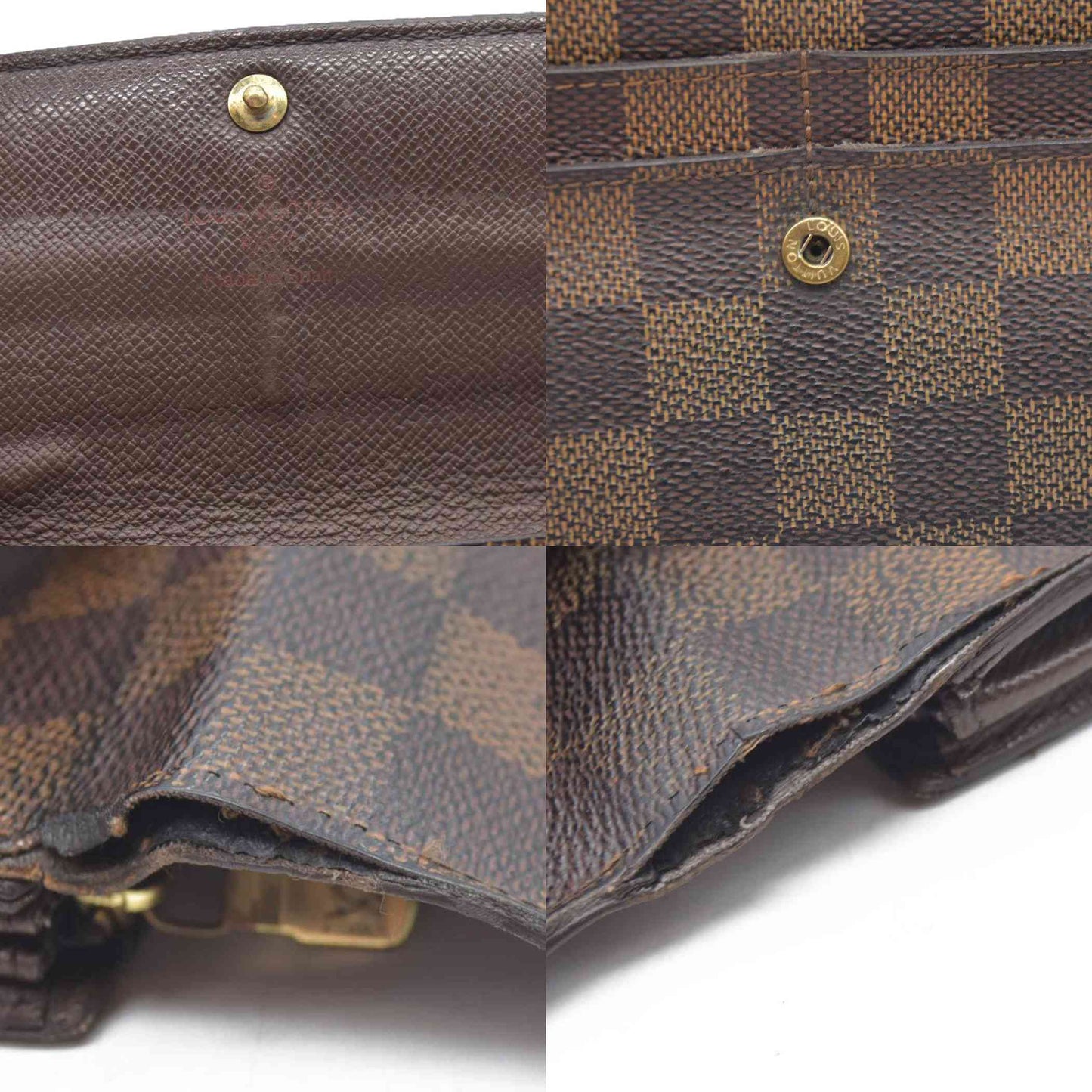 $770 Louis Vuitton Damier Porte Feuille Sarah Long Bifold Wallet Brown