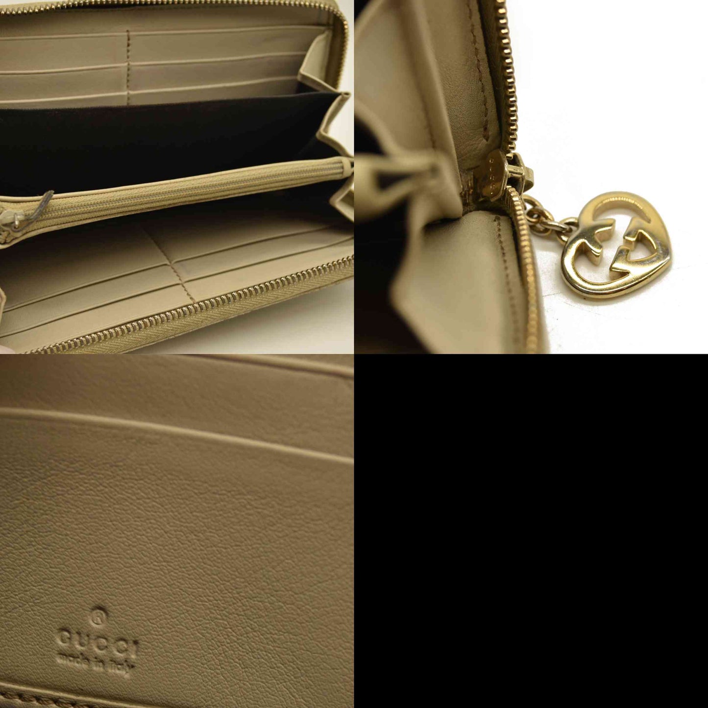 Gucci  Guccissima Large Twins Zip Around Off White