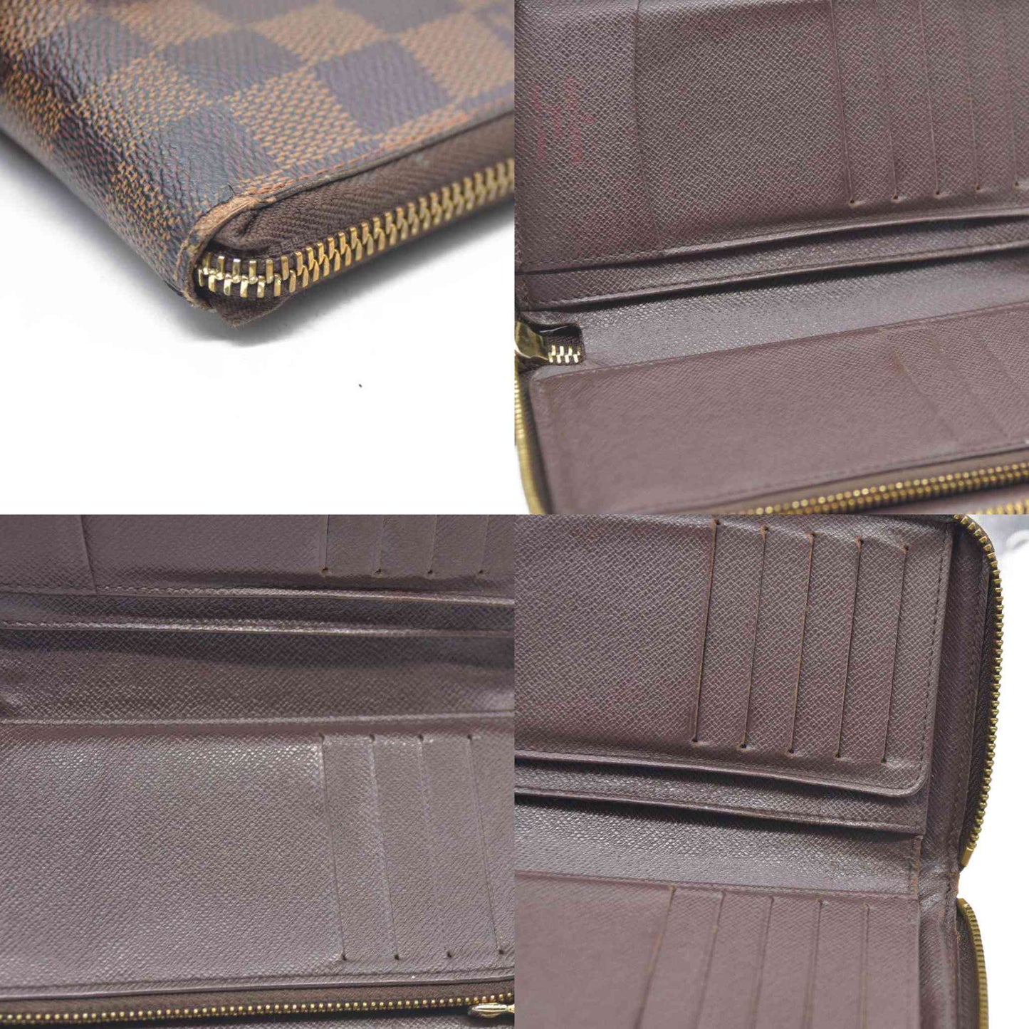 Louis Vuitton Damier Zippy Zip Compact Around Wallet Purse Brown MI1132 $720