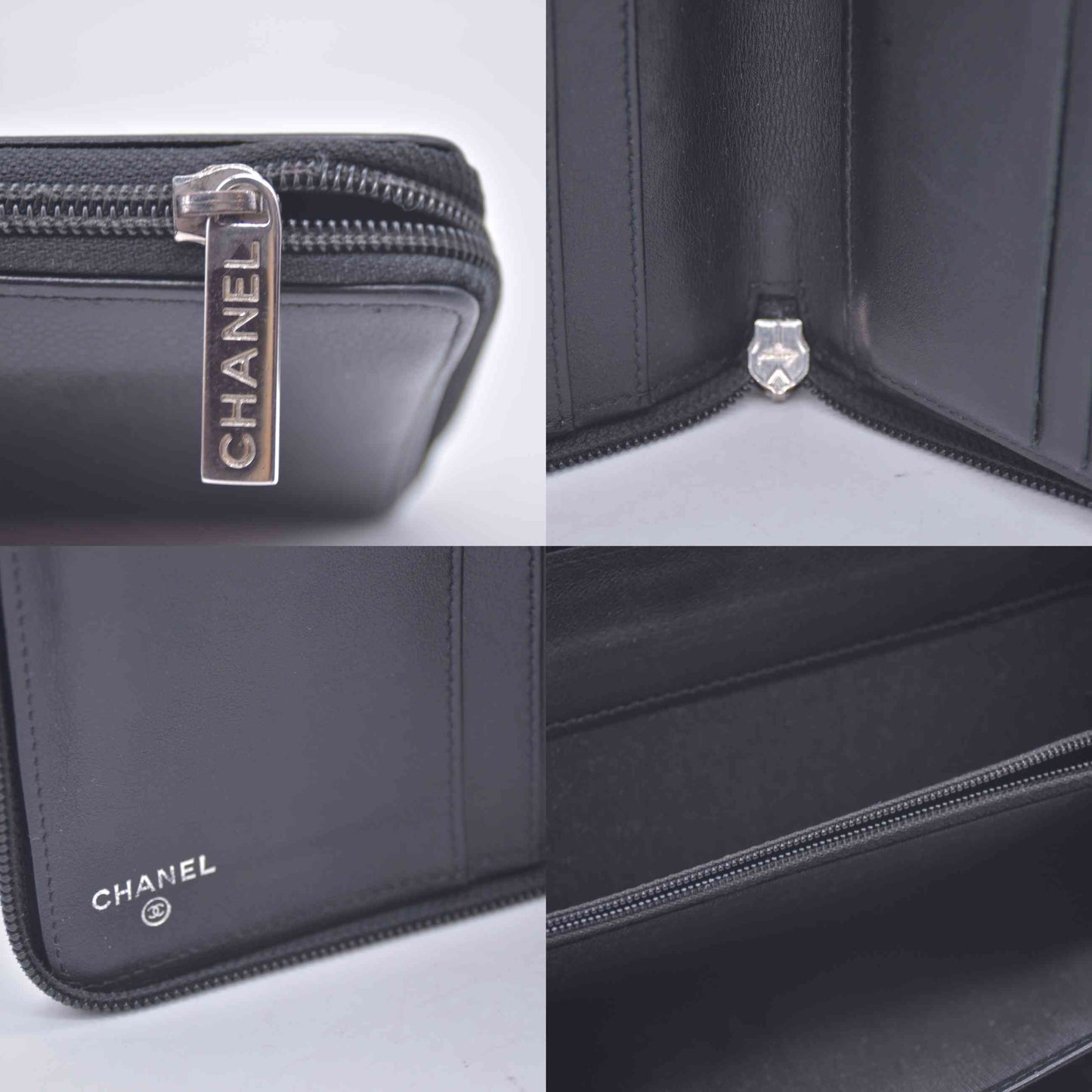 $1150 2012 CHANEL Caviar Large Timeless CC Zip Around Organizer Wallet CONSIGNMENT