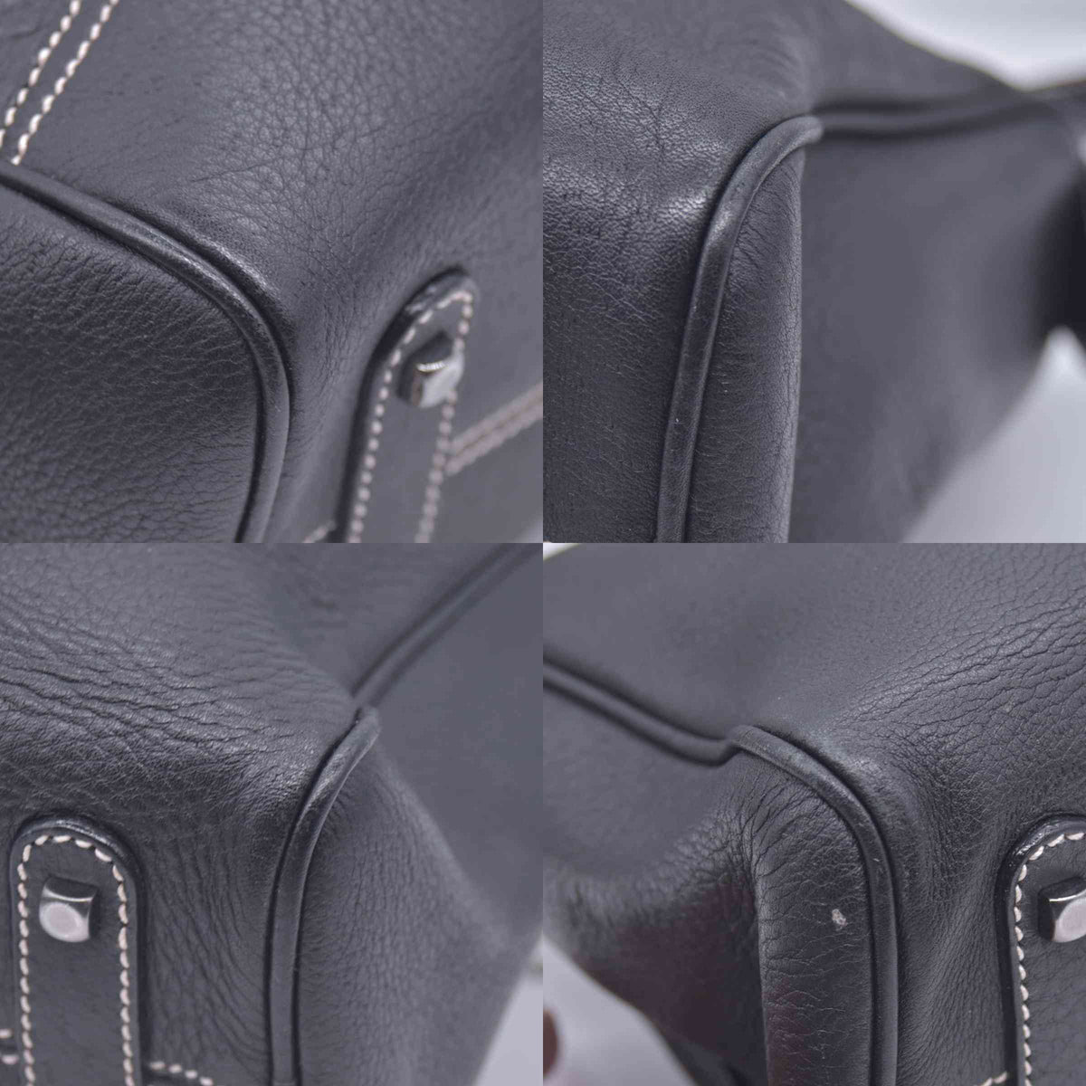 $1050 SALVATORE FERRAGAMO Pebbled Leather Charm Detail East West Tote Bag Black CONSIGNMENT 10021245