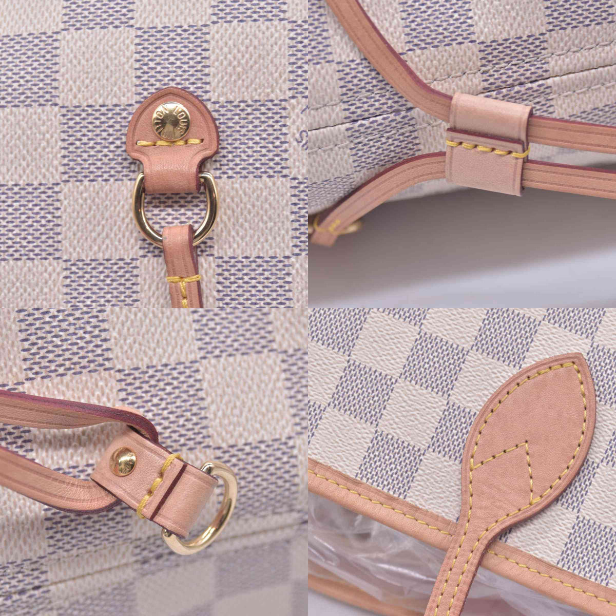 $2240 Louis Vuitton Damier Azur Neo Neverfull MM Rose Ballerine with Pouch RFID