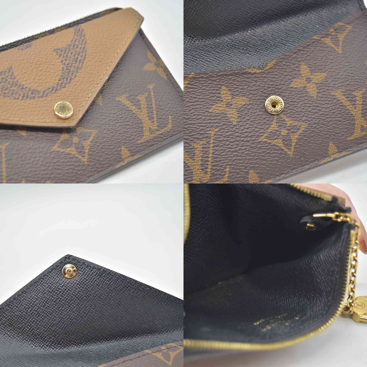 $700 RFID Louis Vuitton Reverse Monogram Recto Verso Card Holder Brown