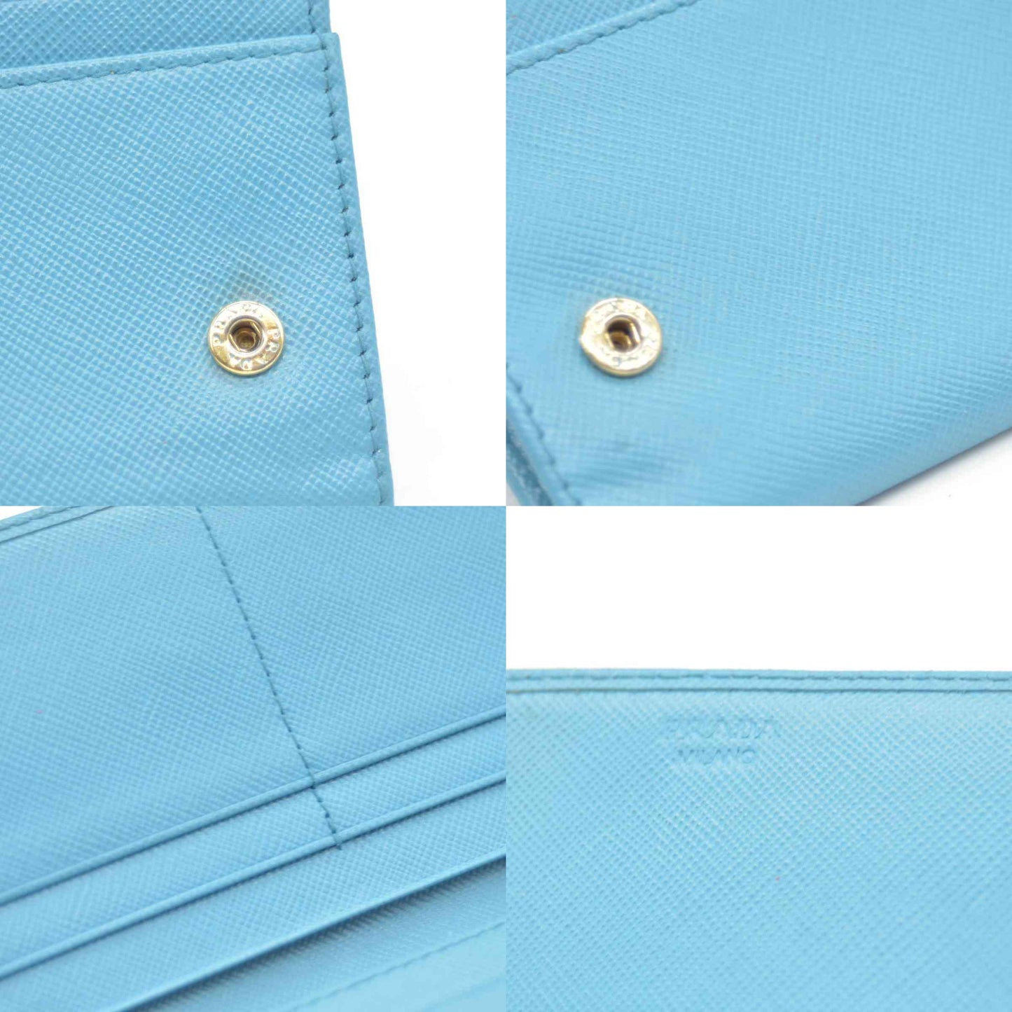Prada Saffiano Metal Continental Flap Wallet Blue CONSIGNMENT