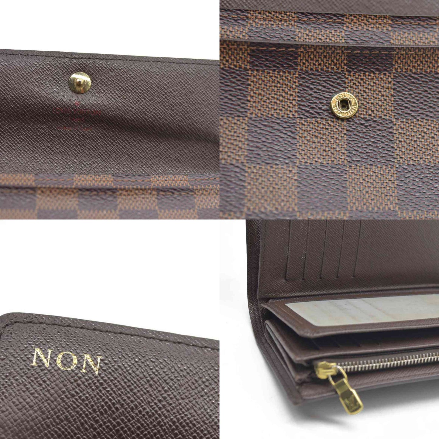AUCTION $610 Louis Vuitton  Damier Ebene Porte Tresor Etui Papiers Wallet CA0112