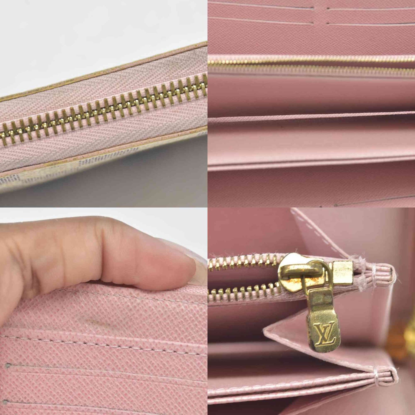 $915 2019 LOUIS VUITTON Zippy Wallet Damier Azur Long Wallet Rose Ballerine  LM2189