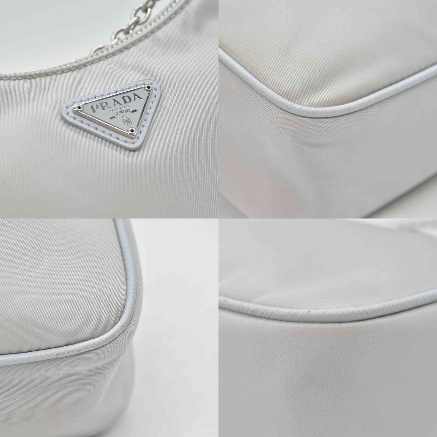 $2250 Prada Nylon Re-Edition 2005 Shoulder Bag Silver