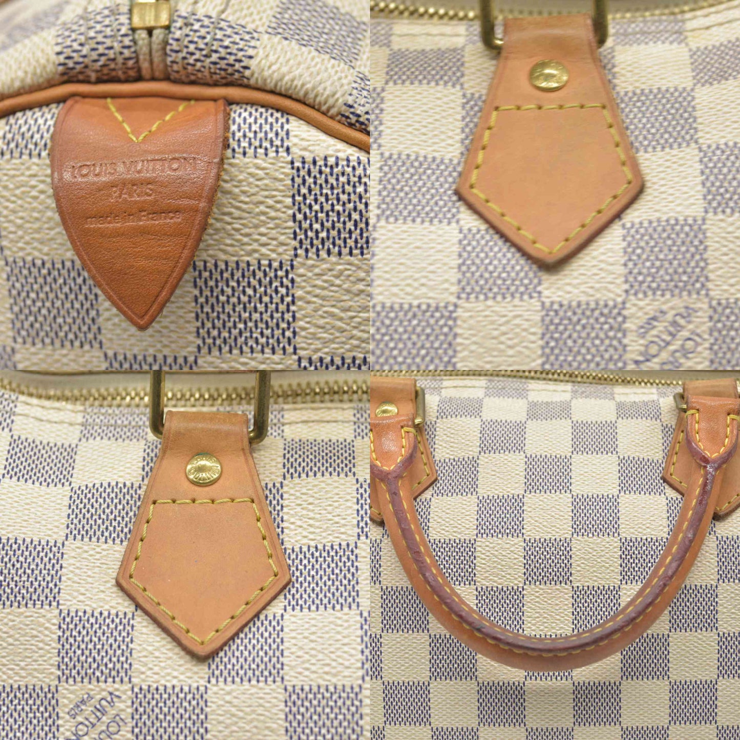 $1630 Louis Vuitton Damier Azur Speedy 30 DU4009