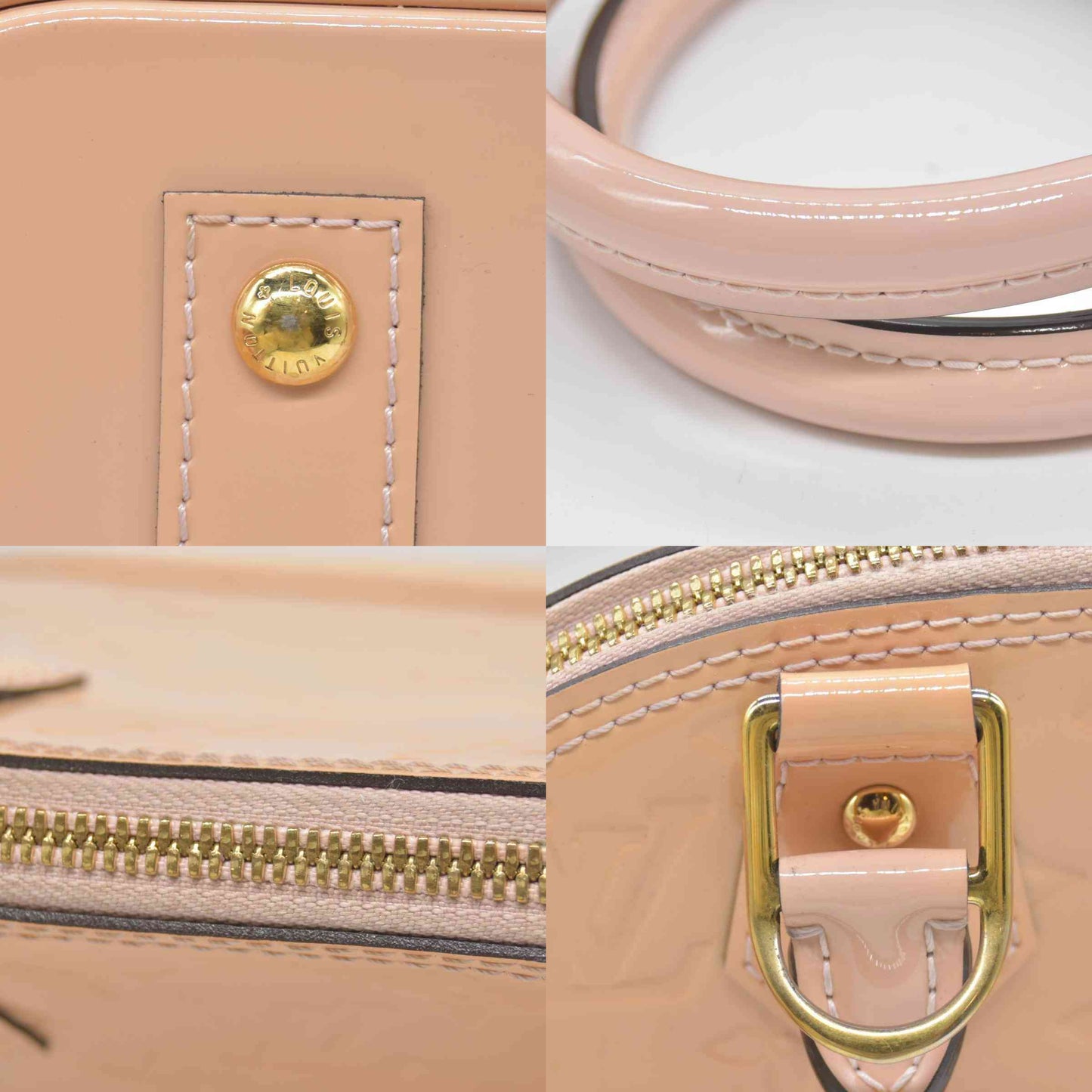 $2230 Louis Vuitton Vernis Alma BB Rose Angelique CONSIGNMENT FL0156