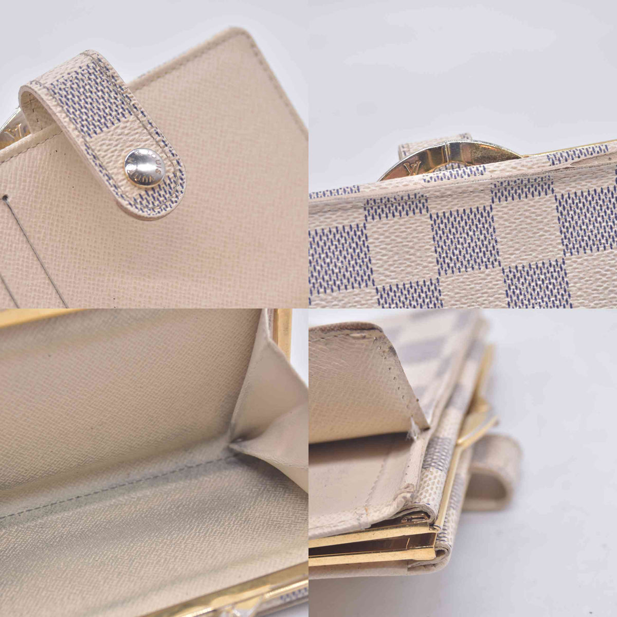 $735 2007 Louis Vuitton Damier Azur French Kisslock Wallet MI4027