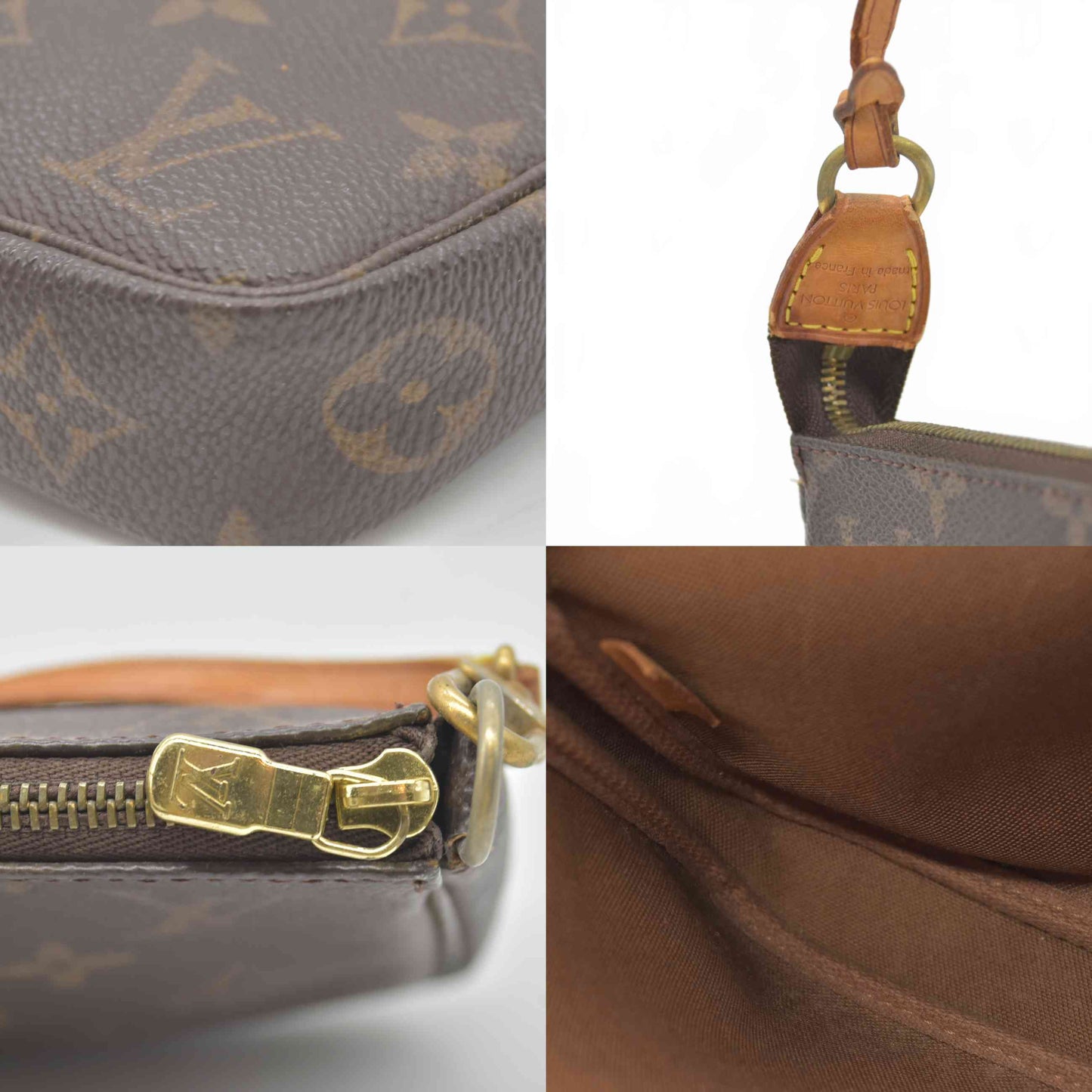 $1290 2000 Louis Vuitton LV Pochette Accessoires Brown Monogram VI0050