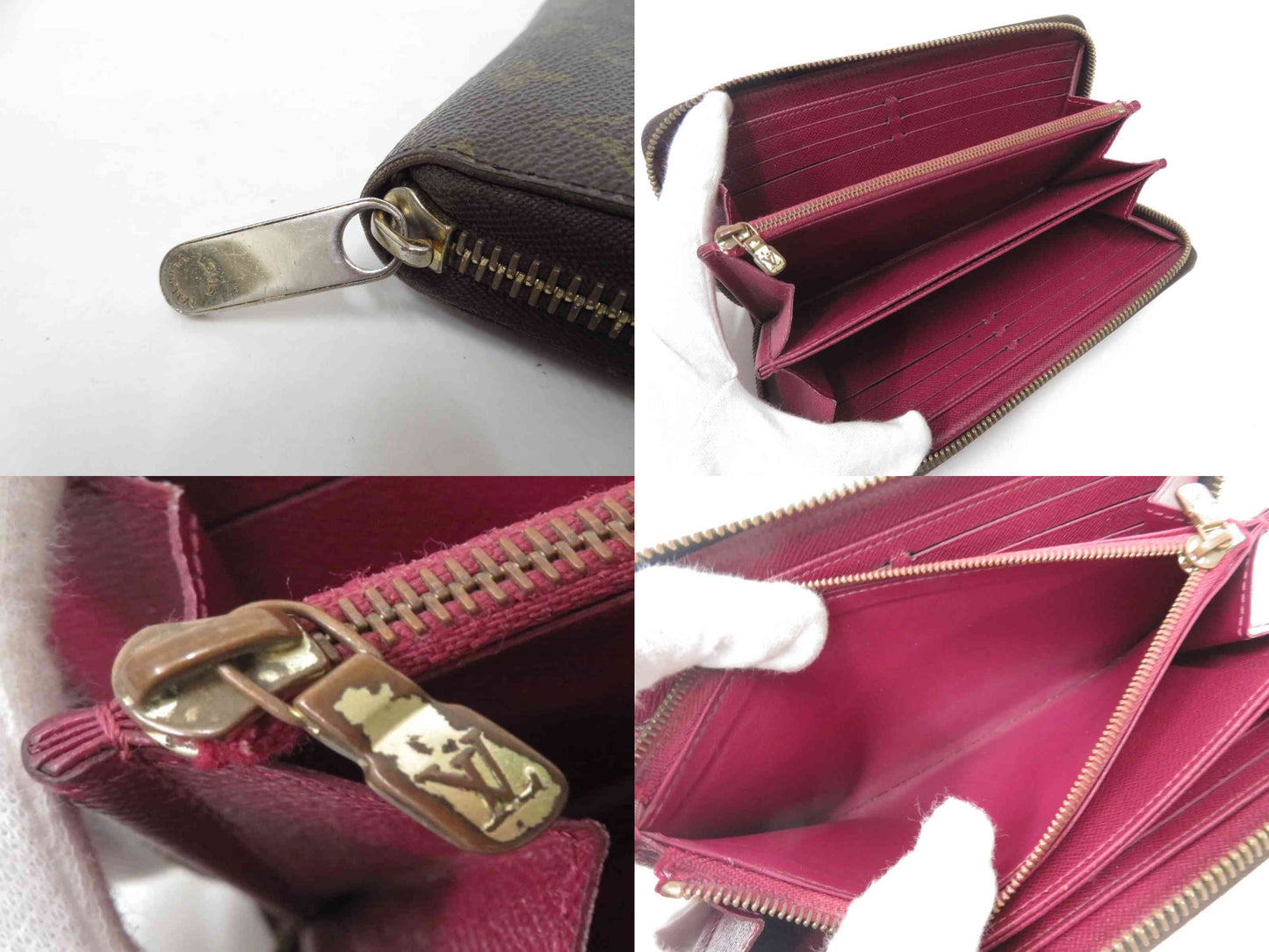 $915 2016 LOUIS VUITTON Monogram Zippy Wallet Fuchsia GI2116