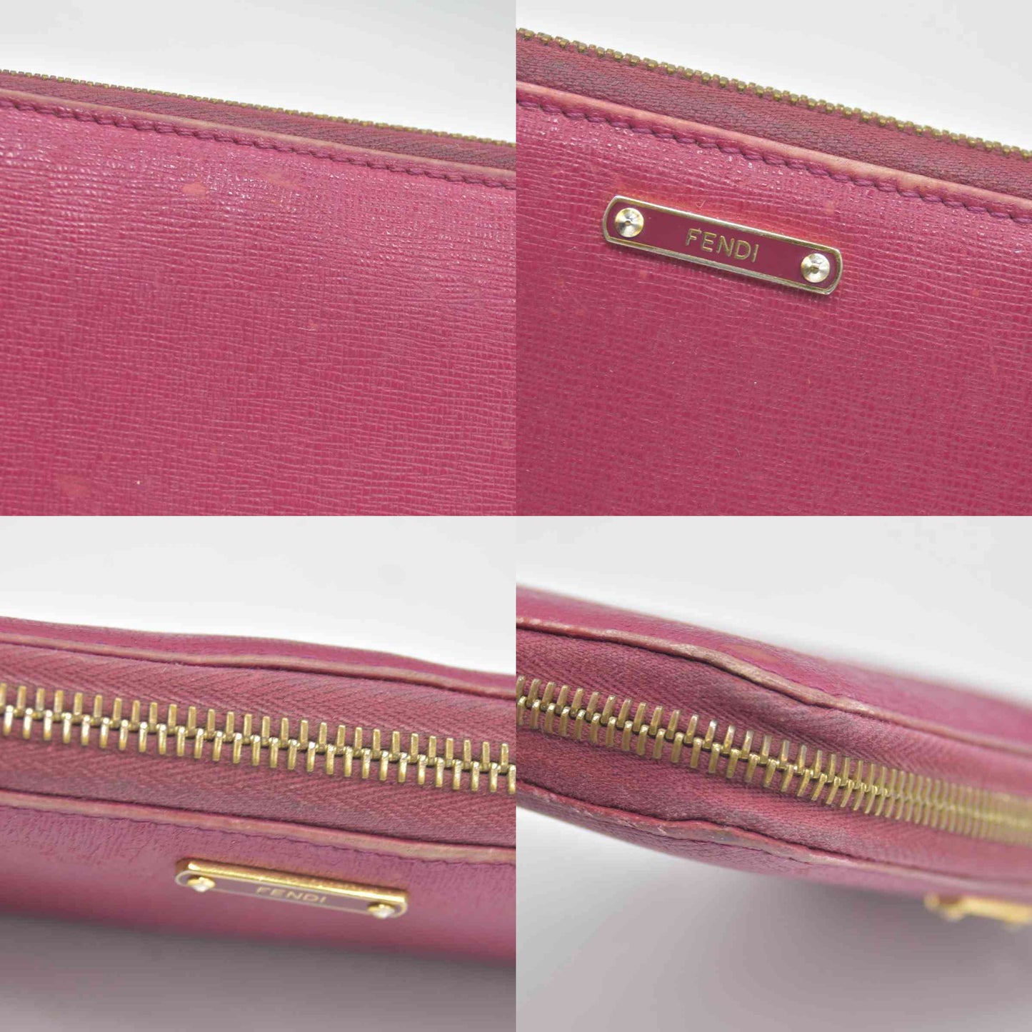 $850 Fendi Amarena Vitello Elite Leather Zippy Wallet CONSIGNMENT