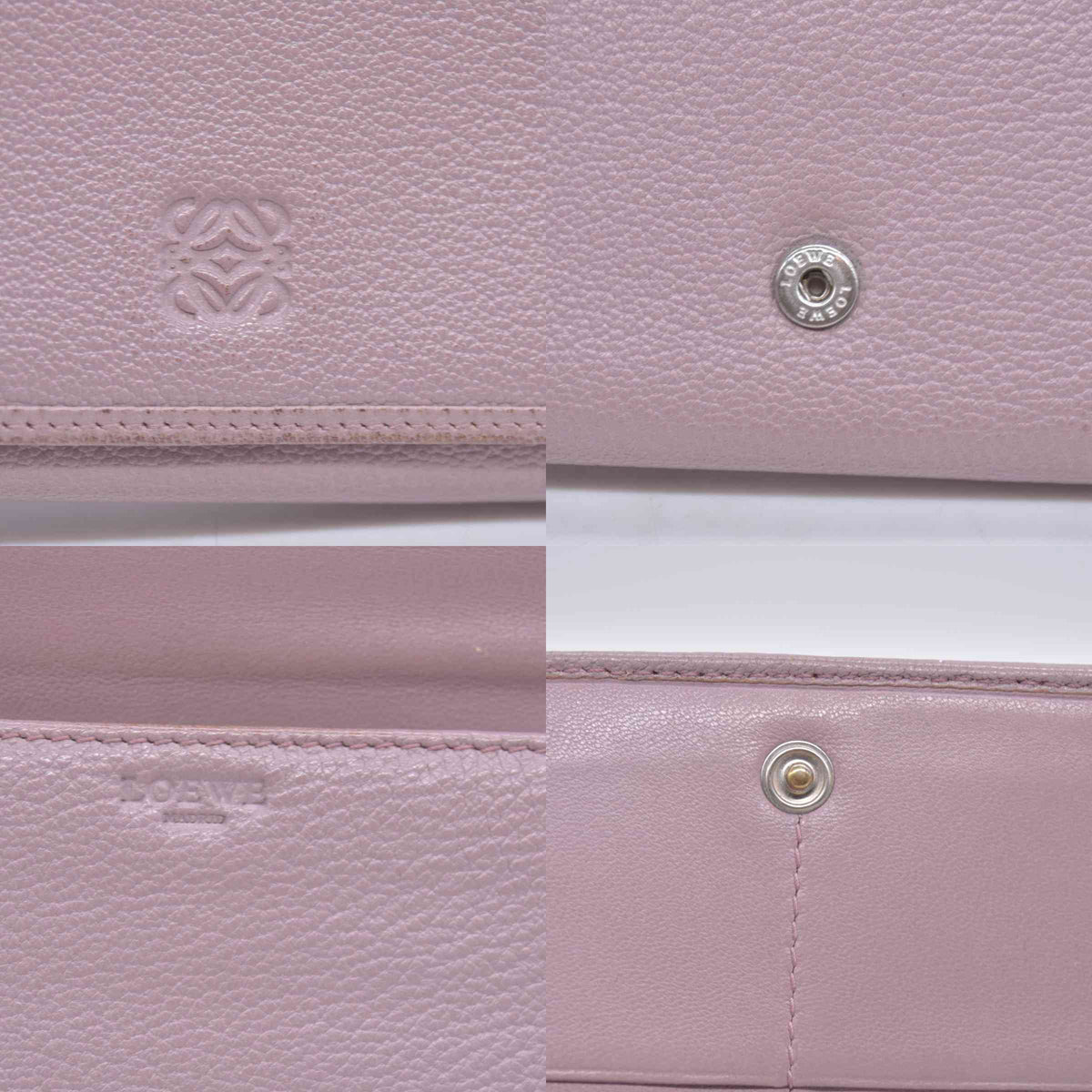 $990 Loewe  Leather Continental Wallet Beige CONSIGNMENT