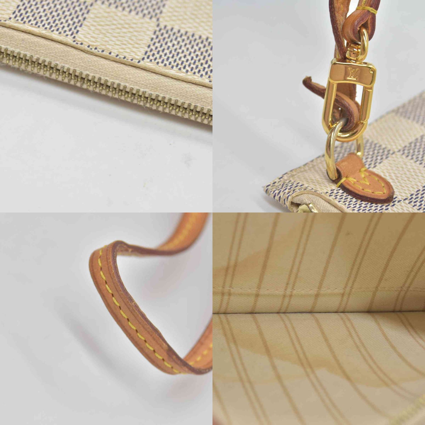 $600 Louis Vuitton Damier Azur Neverfull GM MM Tote Pochette AR1134