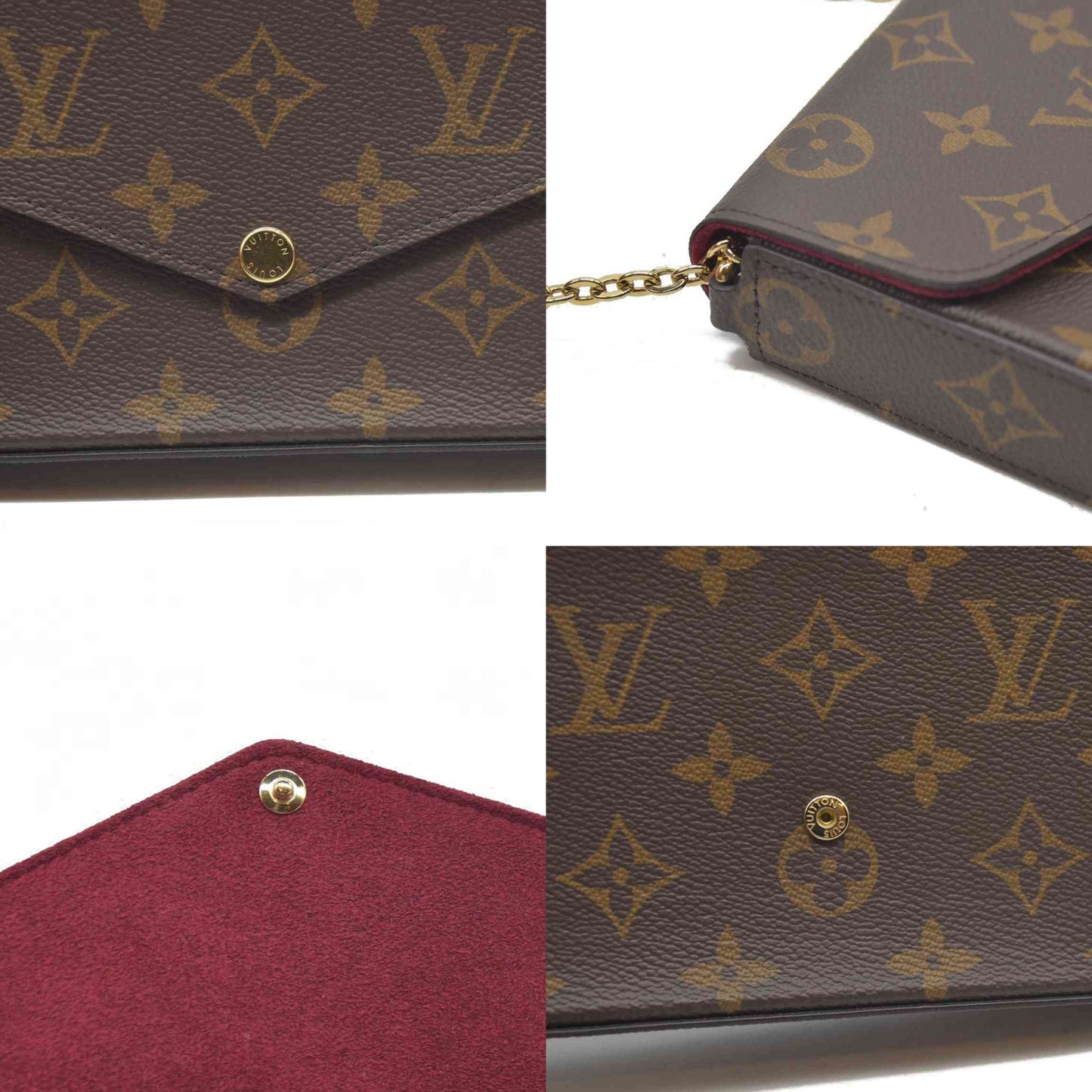 Louis Vuitton  Monogram Pochette Felicie Chain Wallet Fuchsia NM RFID