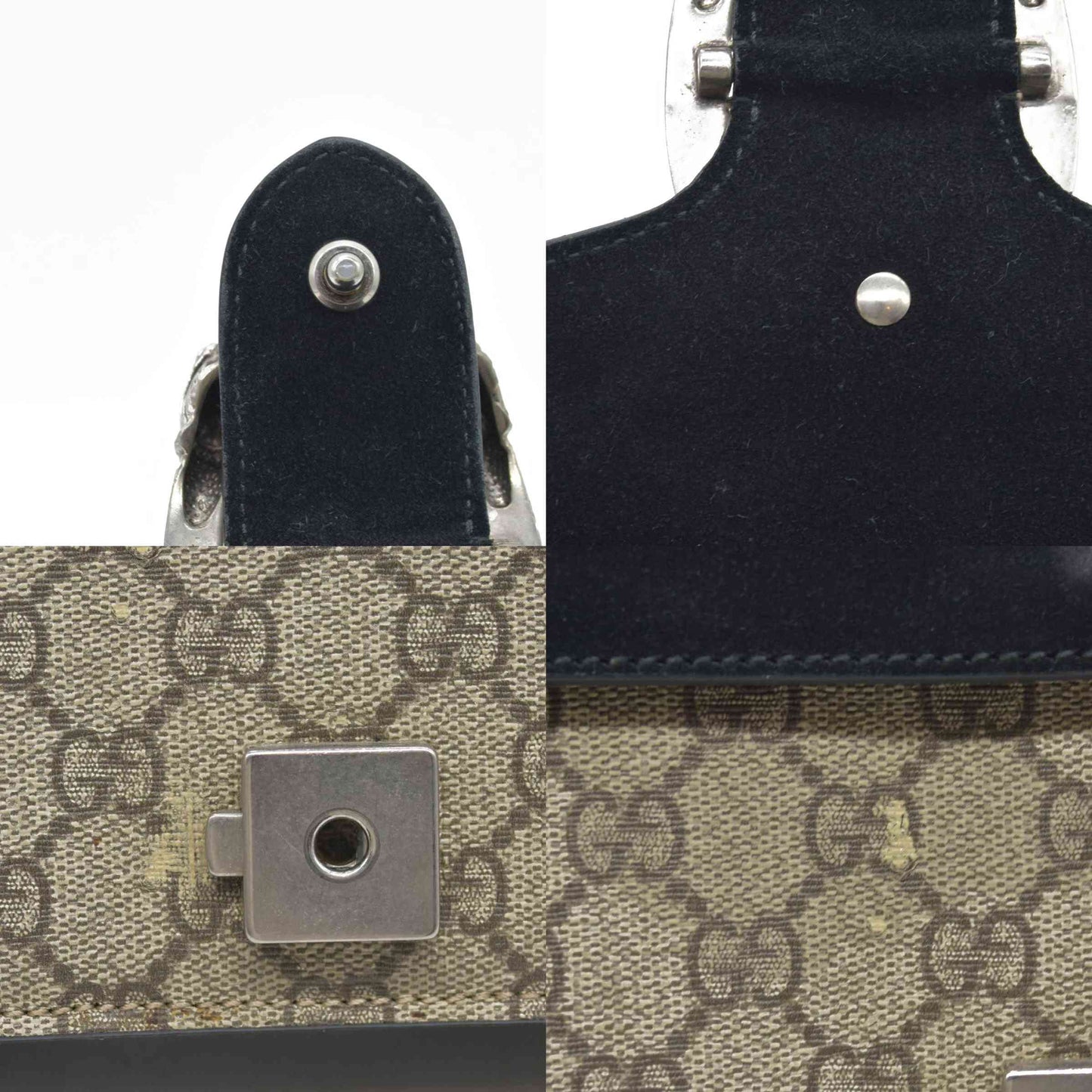 $3350 Gucci GG Supreme Monogram Small Dionysus Shoulder Bag Black