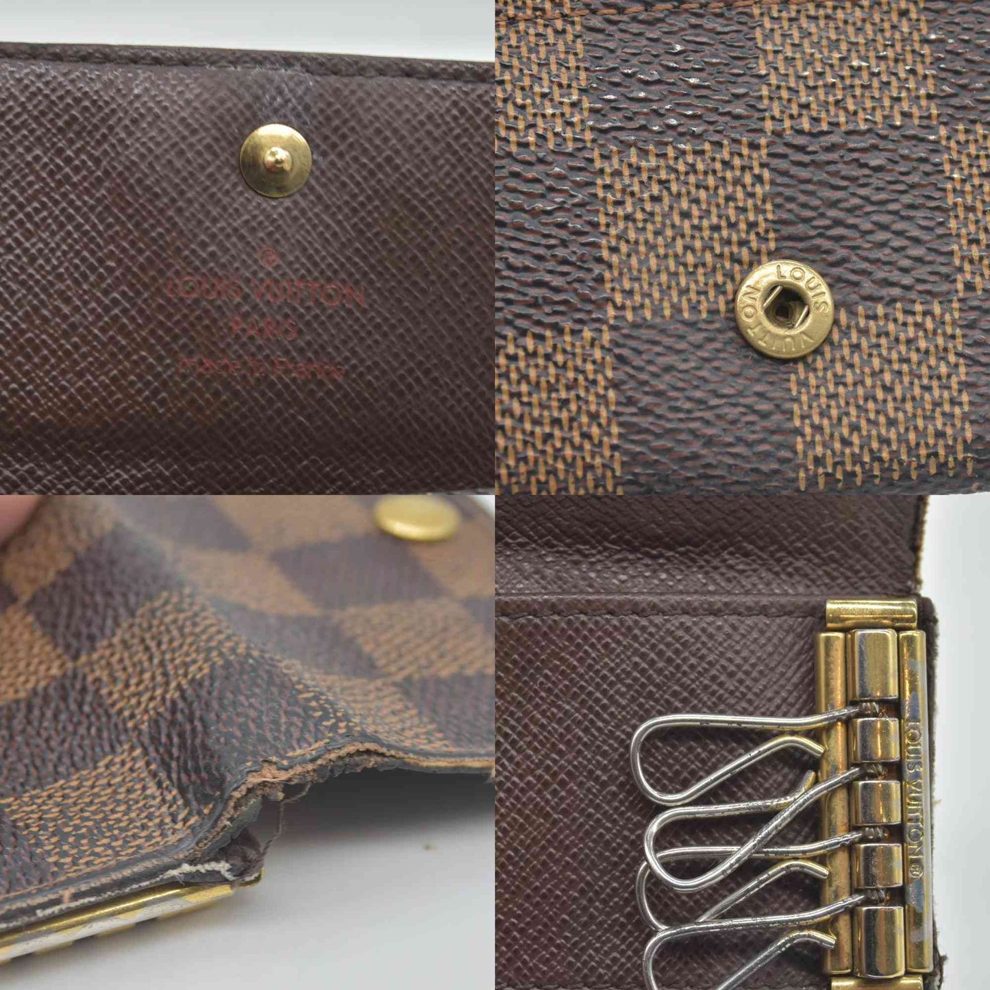 $345 2000 Louis Vuitton  Damier Ebene Multicles 4 Key Holder FL0026 CONSIGNMENT
