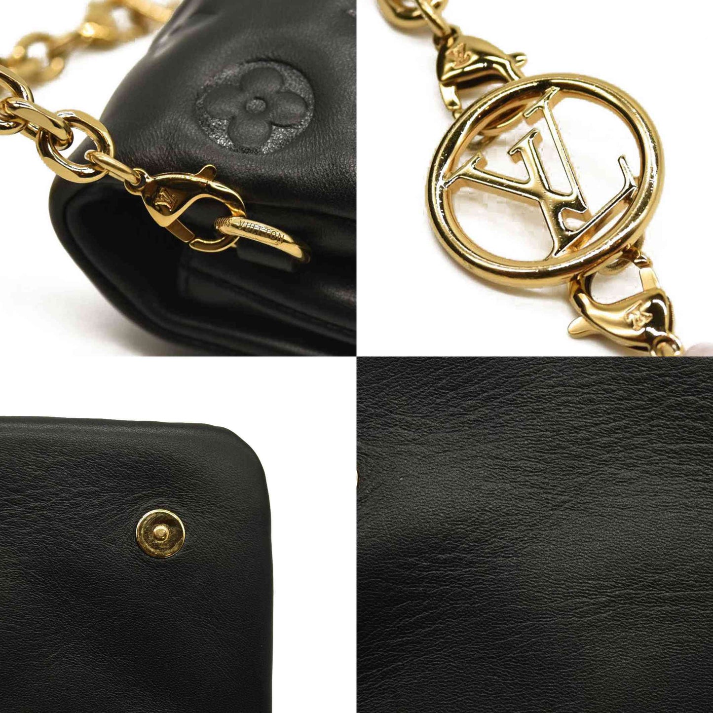 LOUIS VUITTON  Lambskin Embossed Monogram Pochette Coussin Black