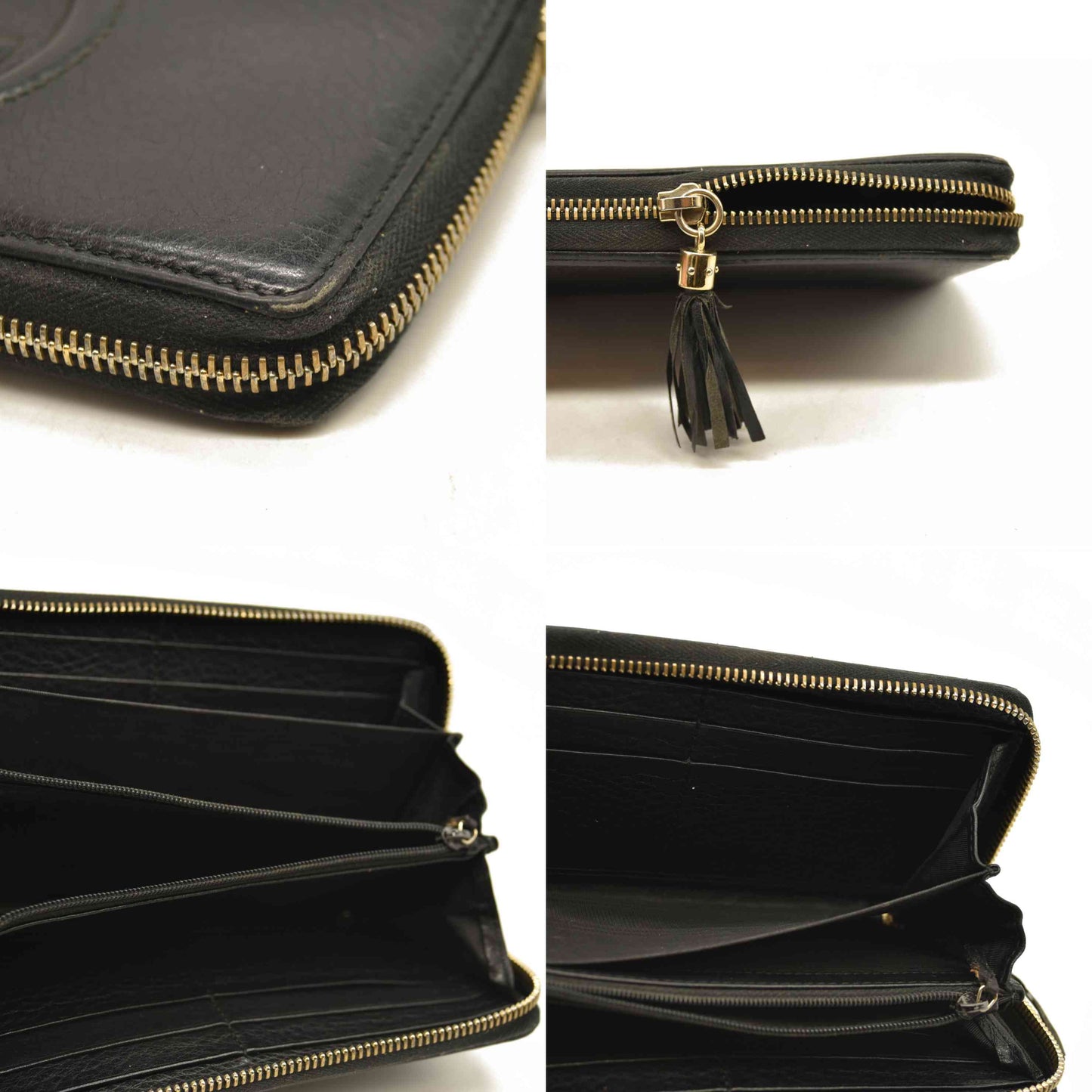 Gucci  Pebbled Calfskin Soho Zip Around Wallet Black