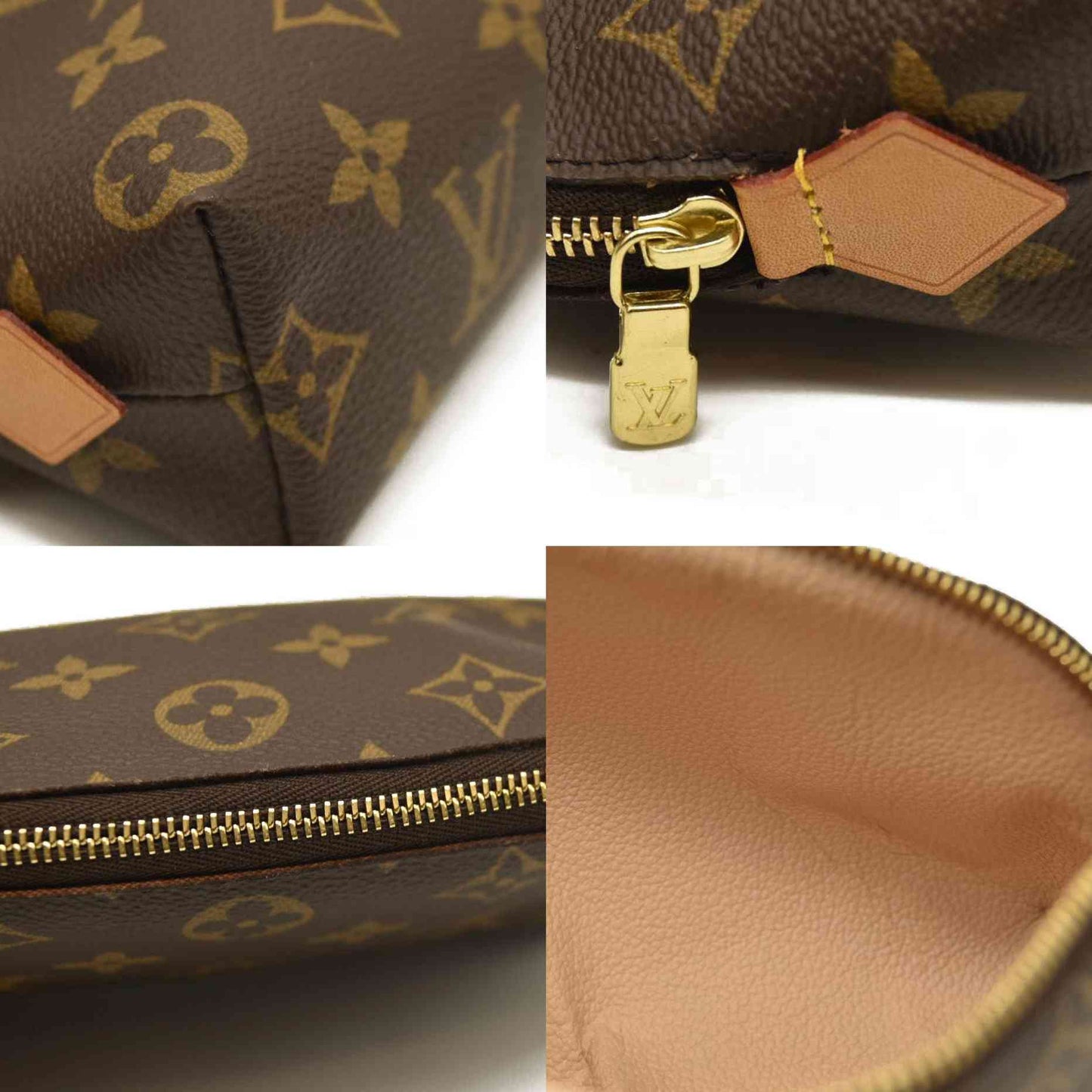 Louis Vuitton  Monogram Cosmetic Pouch France Clean Inside