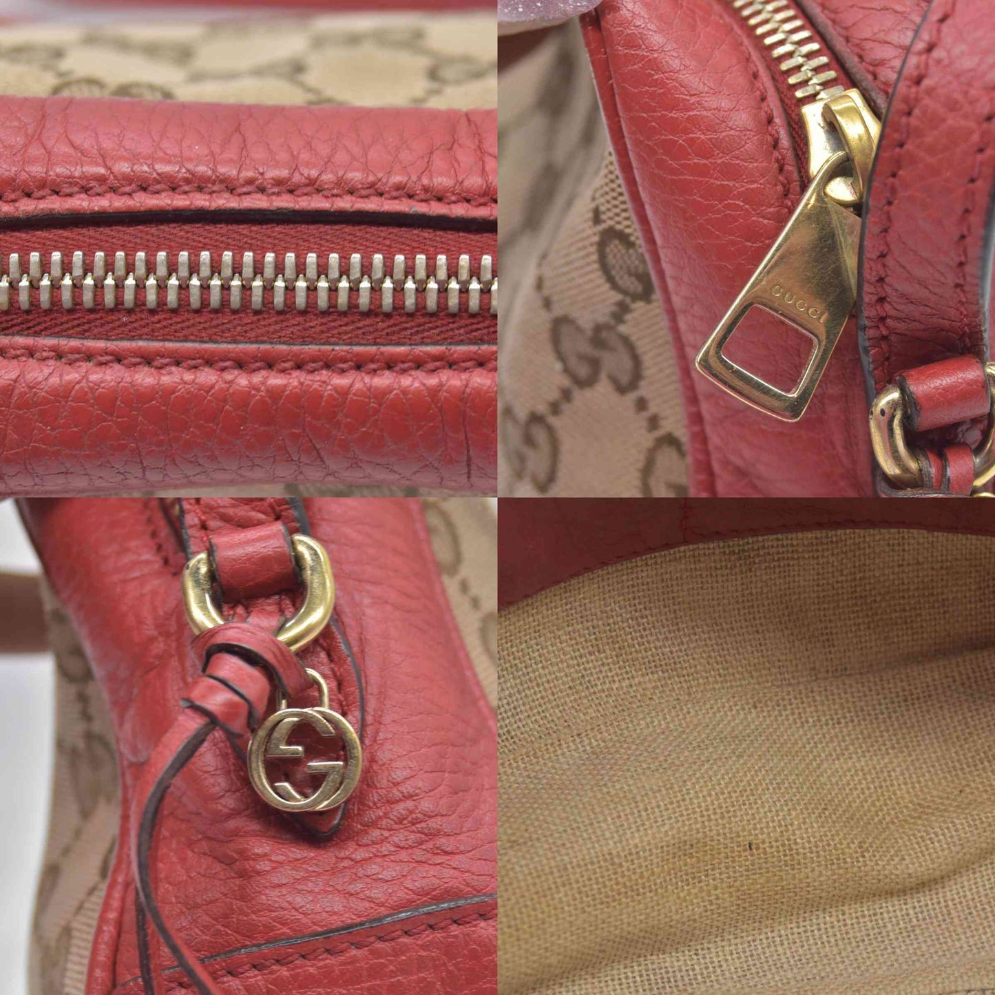 $950 Gucci Monogram Mini Bree Messenger Bag Red