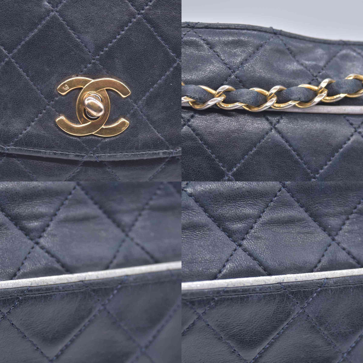 $4600 Chanel 1989-1991 Navy Lambskin Quilted Flap Bag 24k Gold Hardware CONSIGNMENT