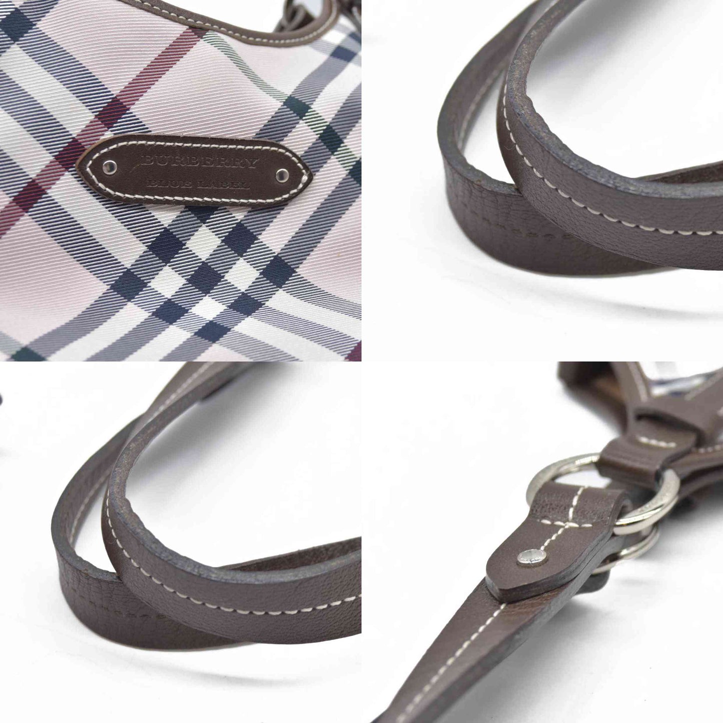 BURBERRY Nova Check Blue Label Shoulder Bag Nylon Pink